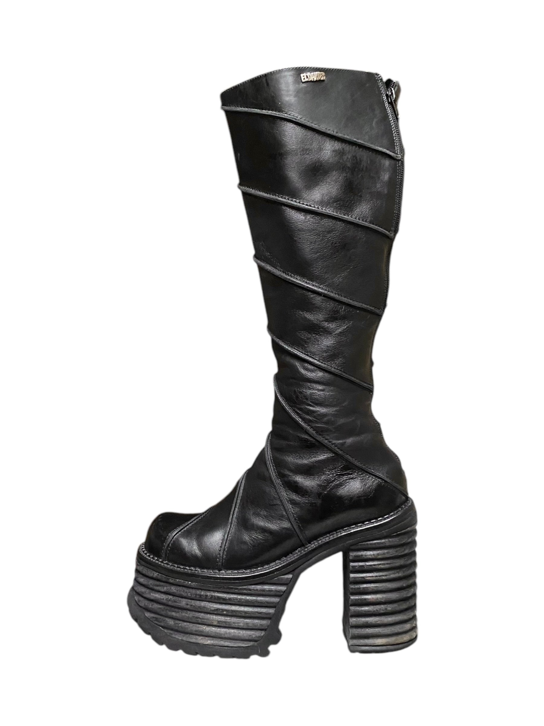 Vintage El Dantes block platform leather boots size 37