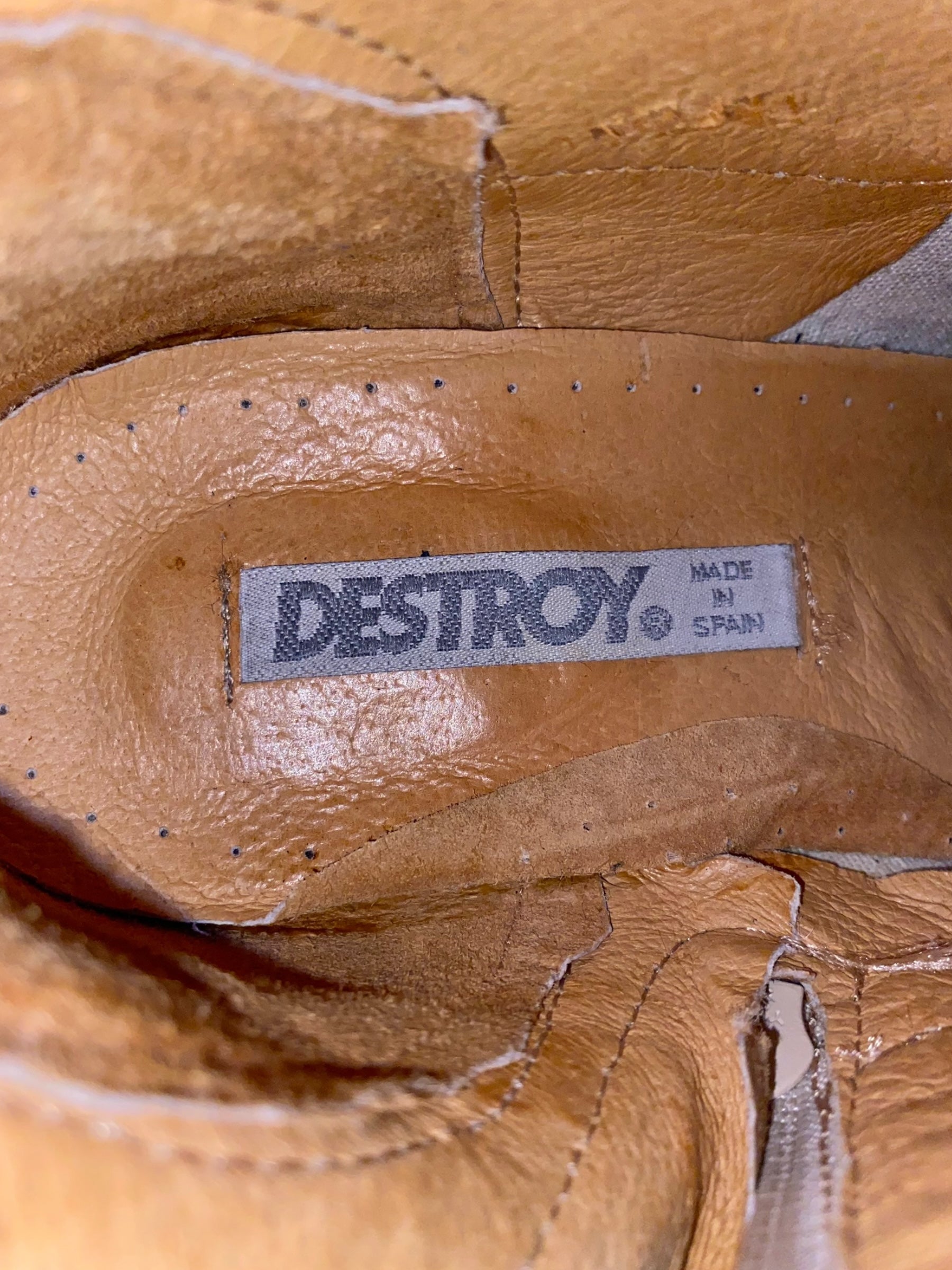 Vintage Destroy block platform leather boots size 41