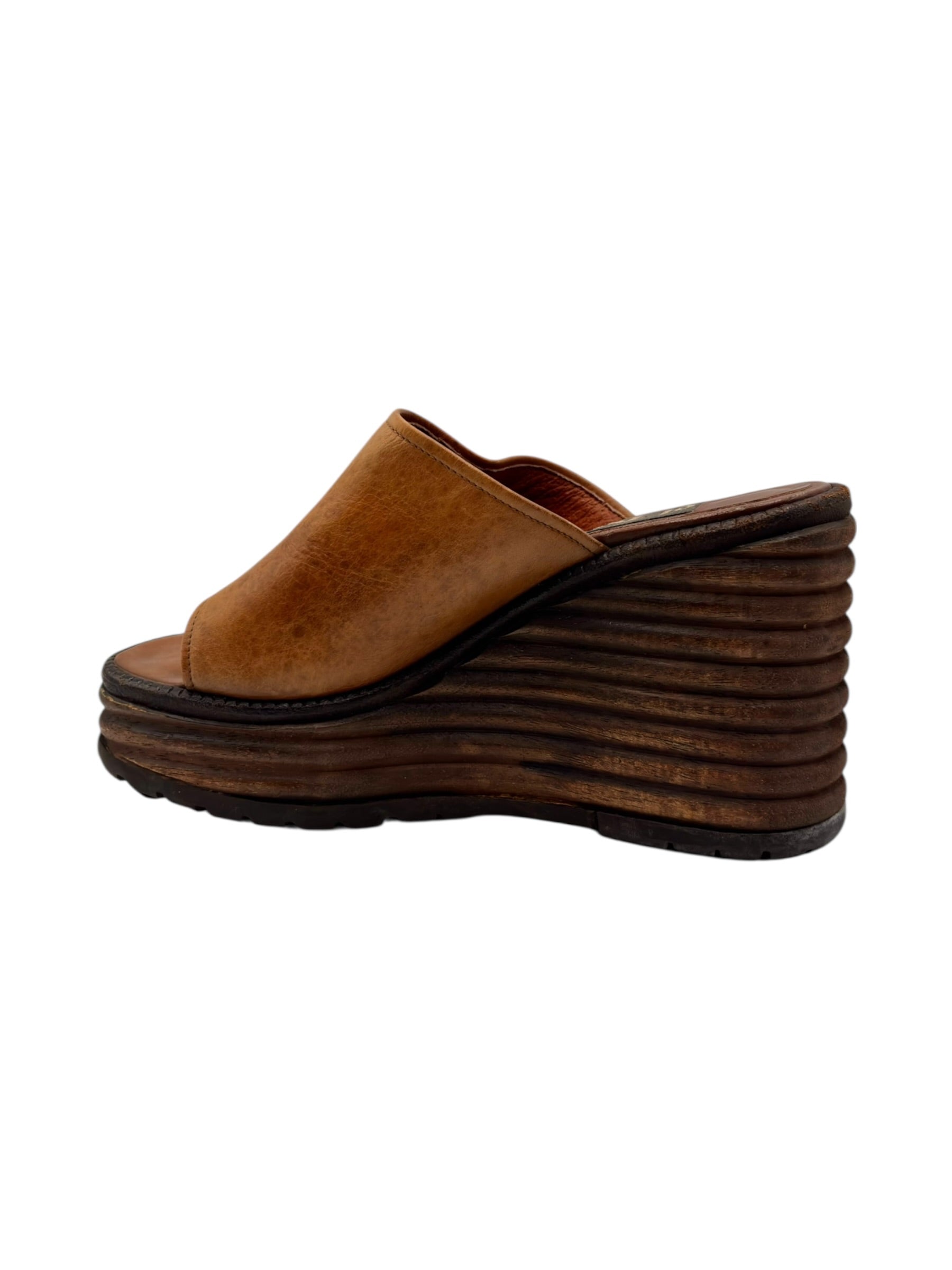 Vintage El Dantes brown block platform sandals size 36