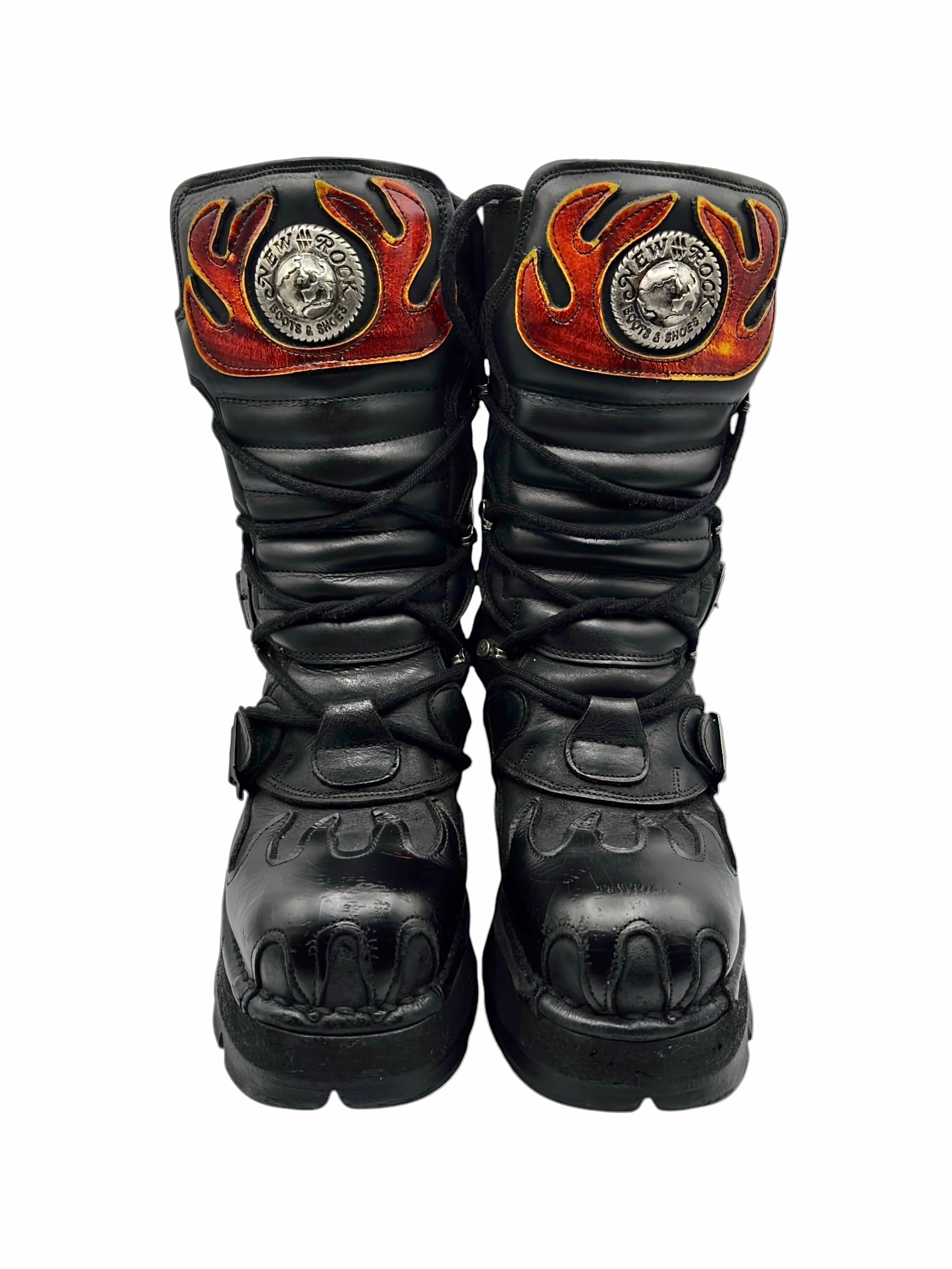 Vintage New Rock flame leather mid-calf boots size 38