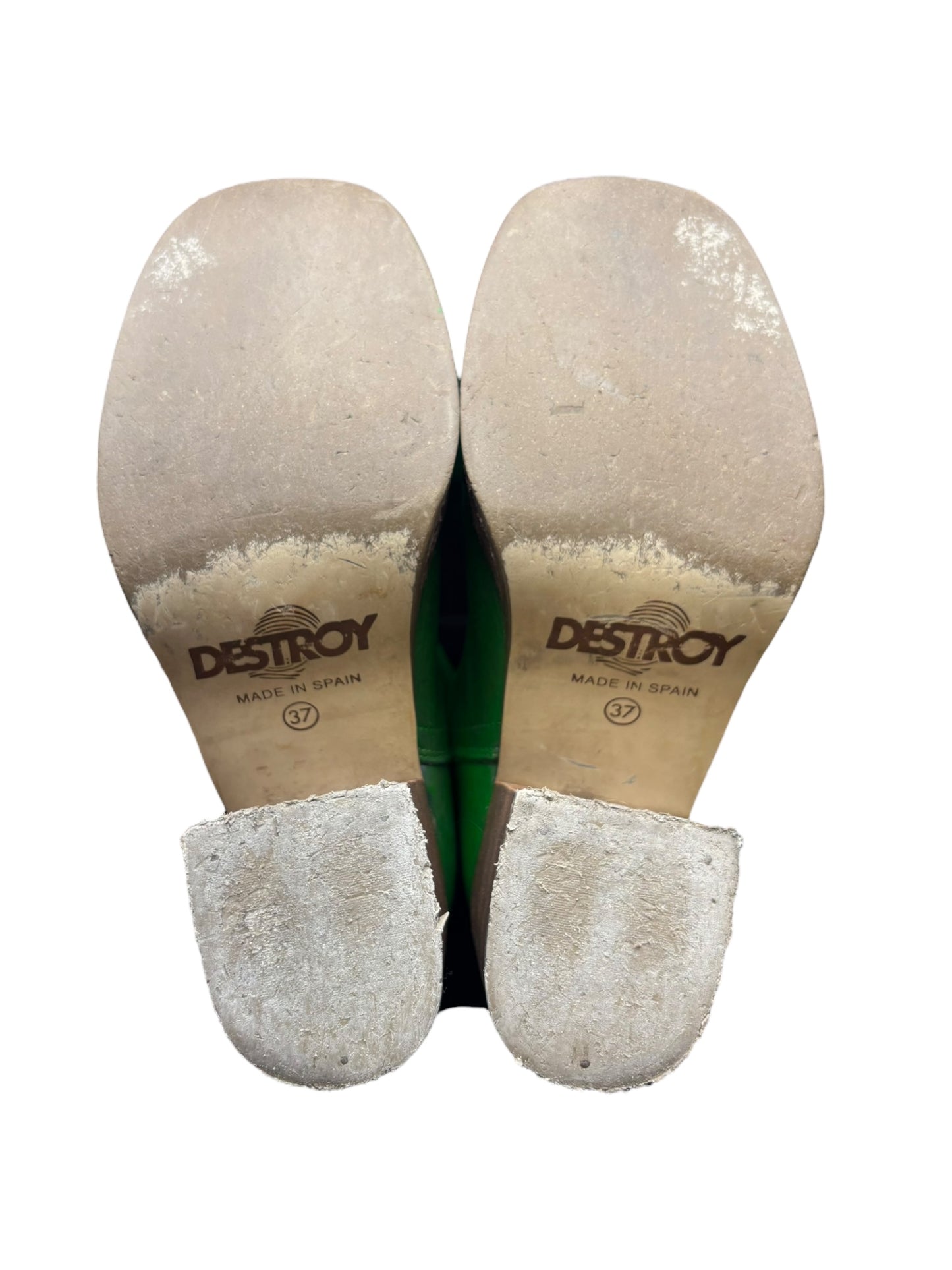 Vintage Destroy green leather boots size 37