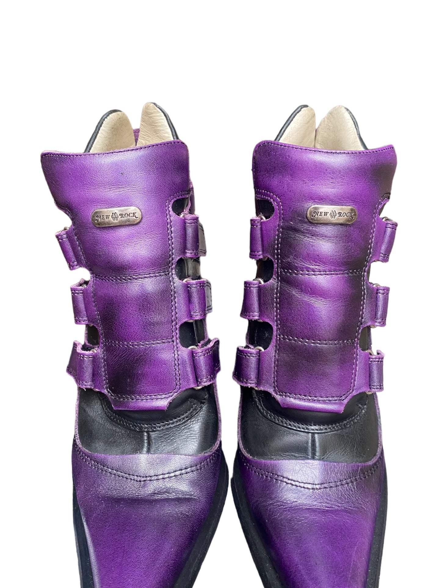 Rare vintage New Rock leather purple heels size 37