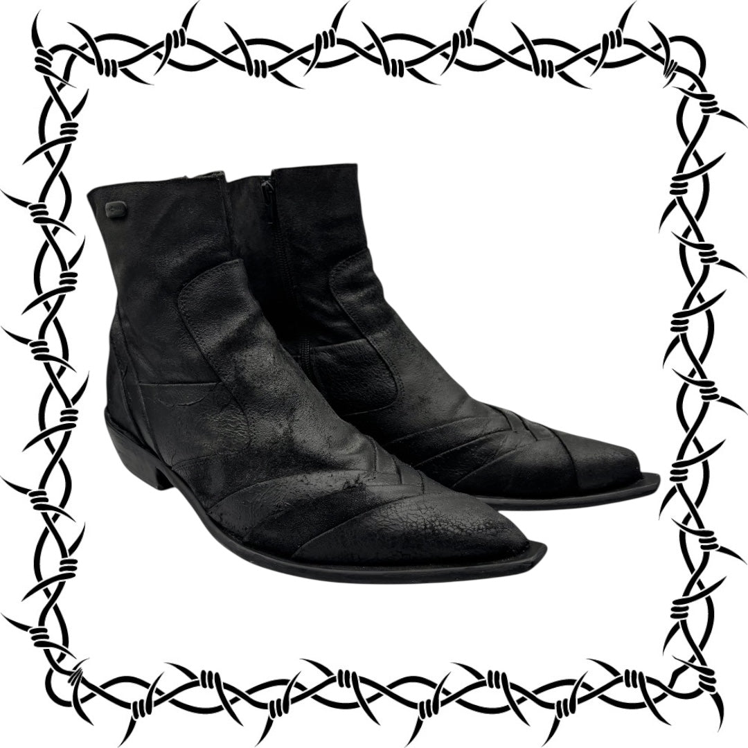 Vintage New Rock sauron black leather cowboy boots size 45