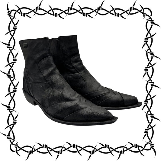 Vintage New Rock sauron black leather cowboy boots size 45