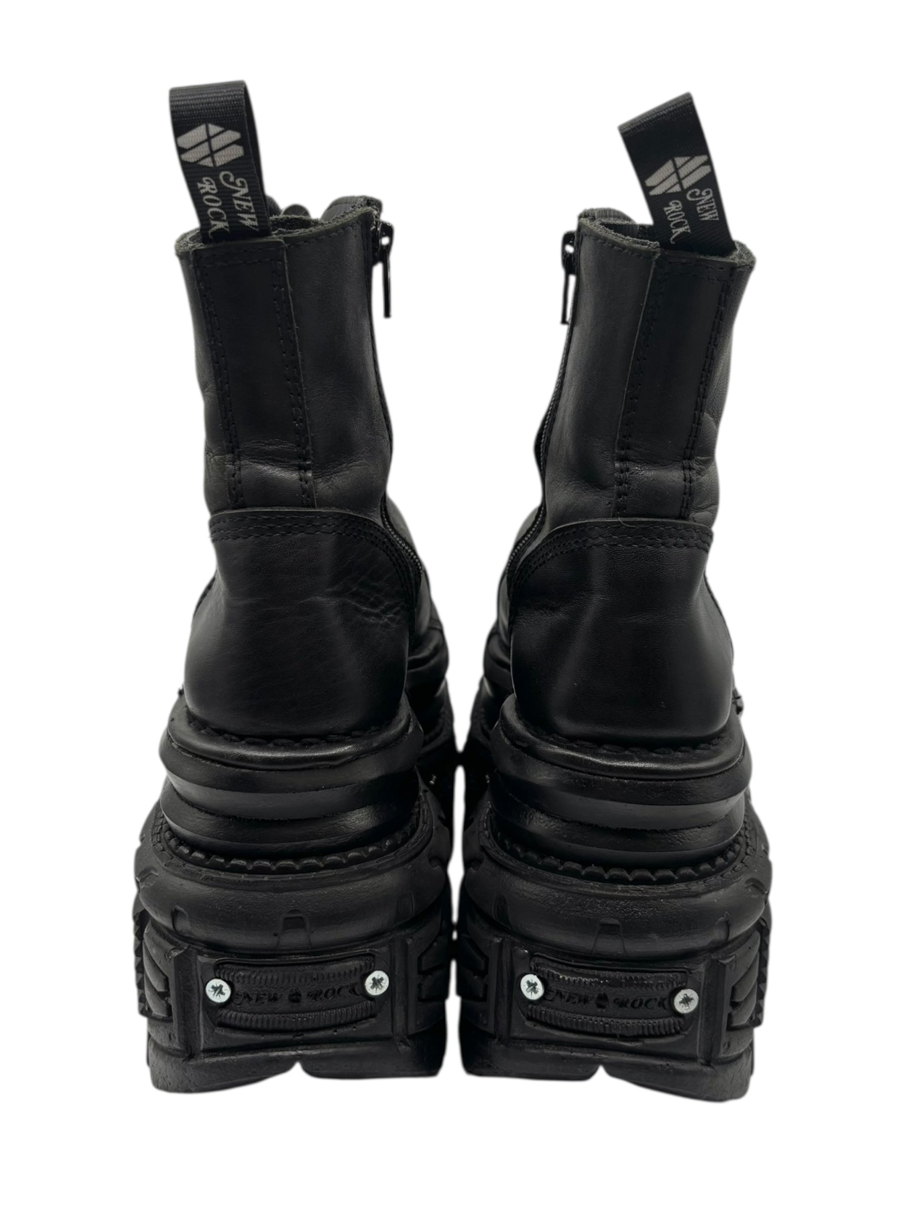 Vintage New Rock mega platform techno leather boots size 36