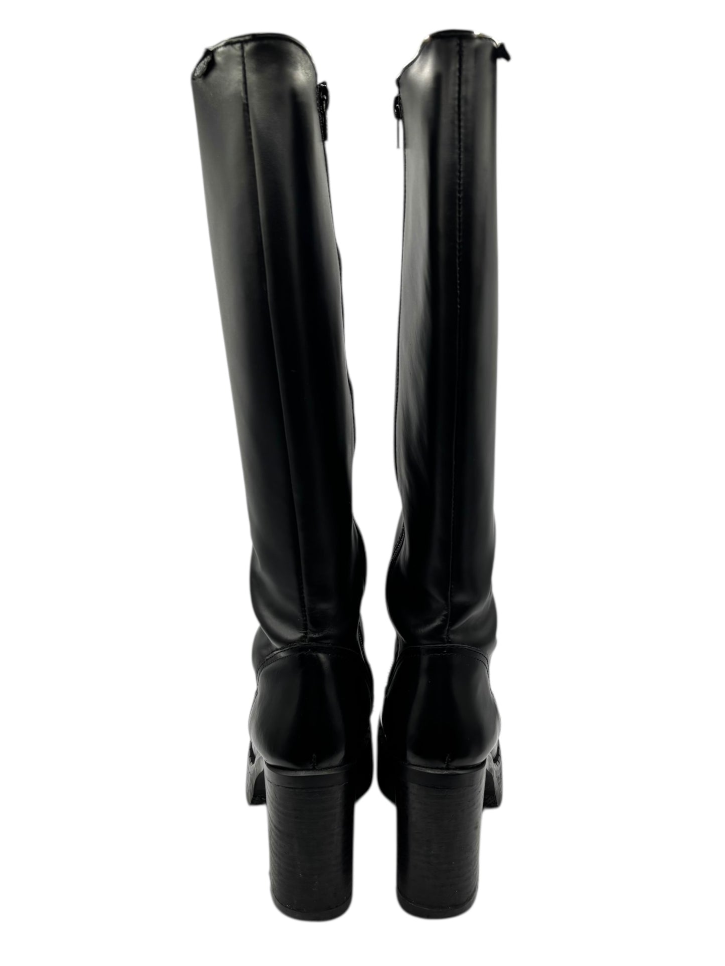 Vintage Destroy block platform knee high boots size 38