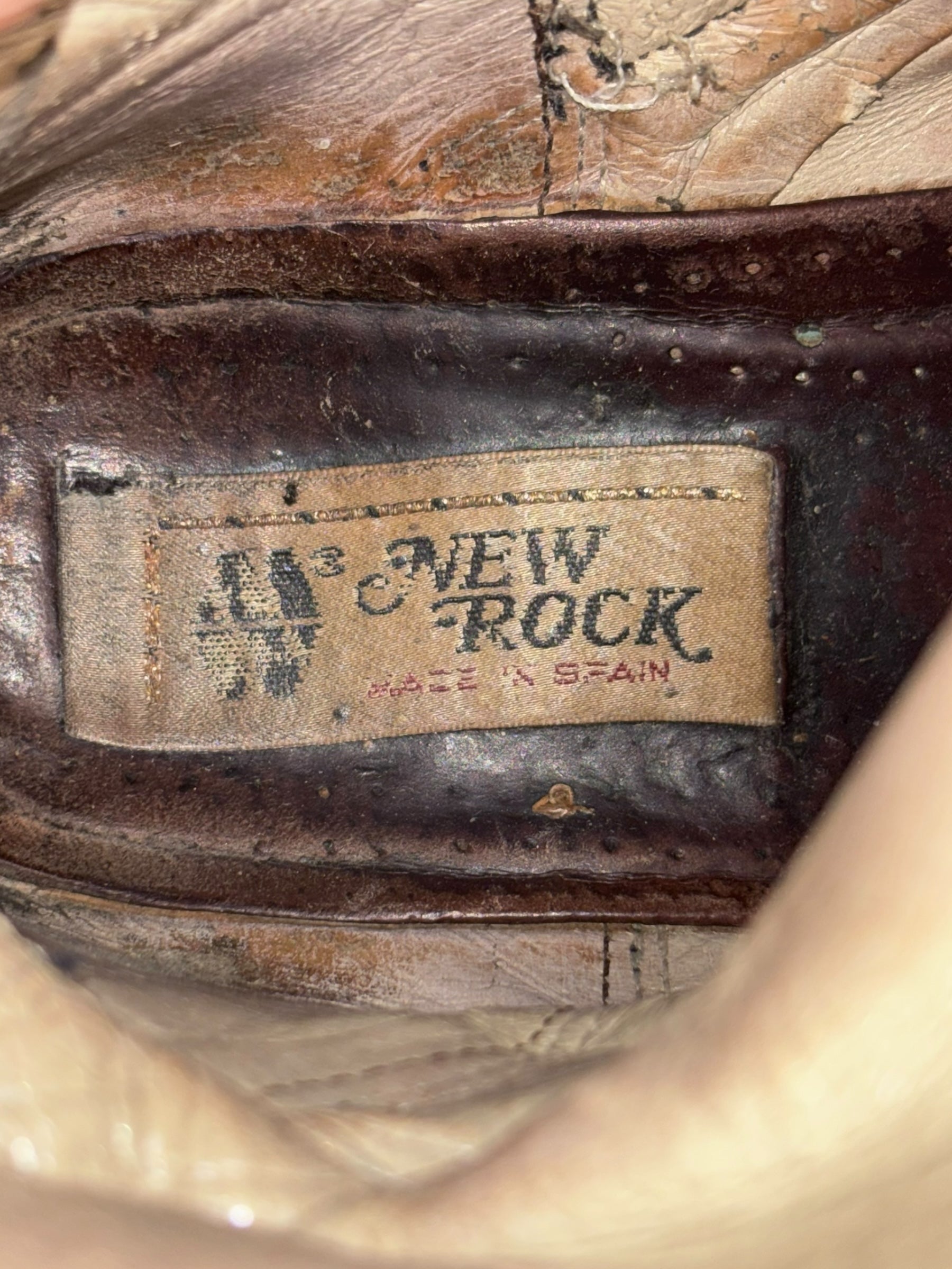 Vintage 90s New Rock mid-calf leather neptuno platform boots size 36