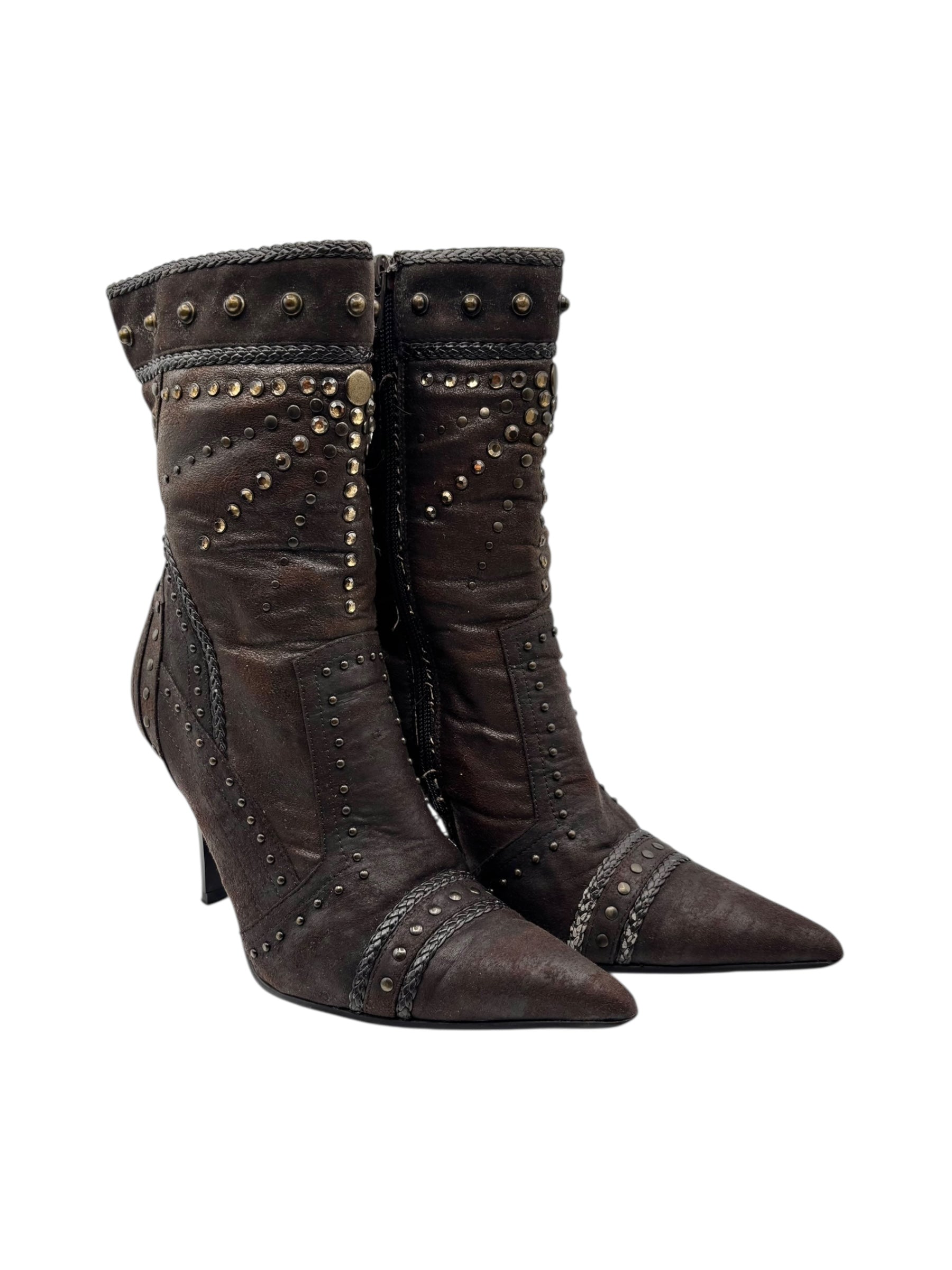 Y2k El Dantes type leather brown heels from brand Dangela size 37