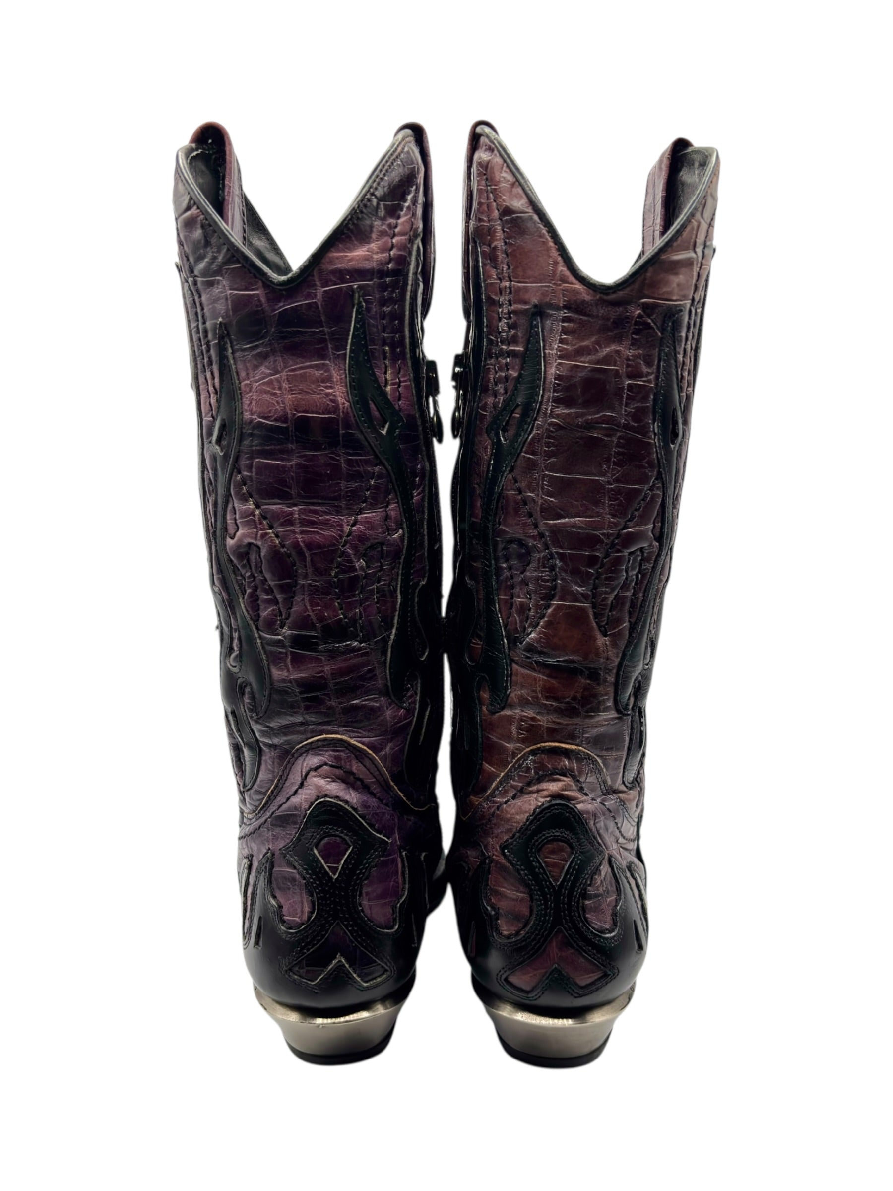 Vintage New Rock purple flame cowboy boots size 37