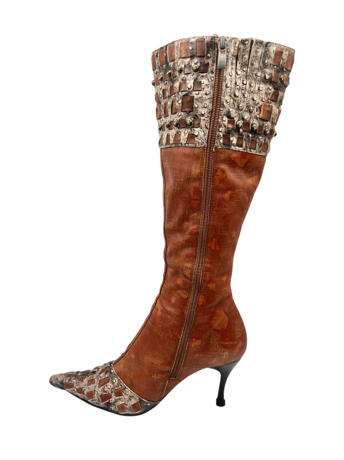 Knee high brown leather boots size 38