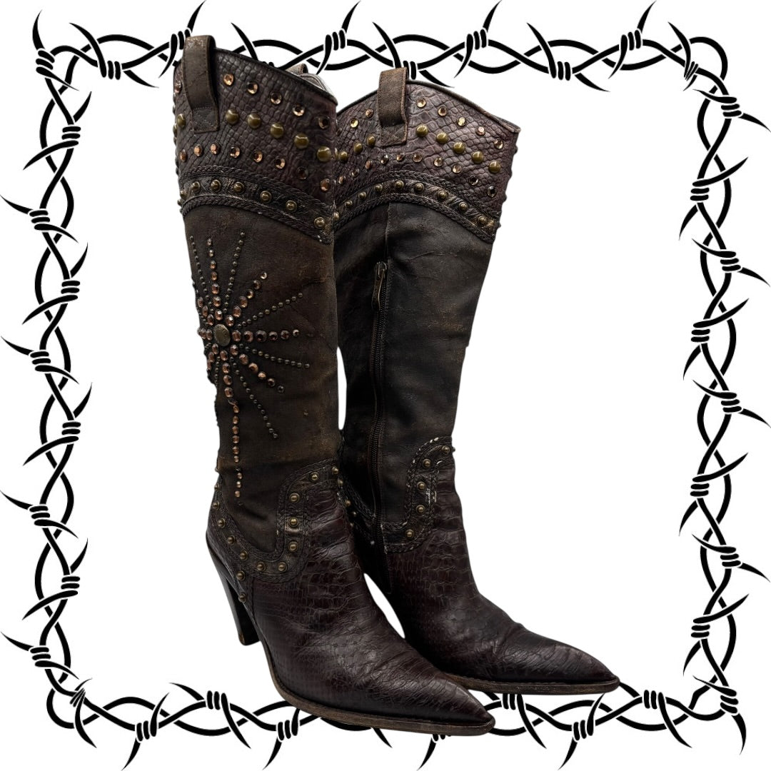 Vintage El Dantes brown knee high boots size 38