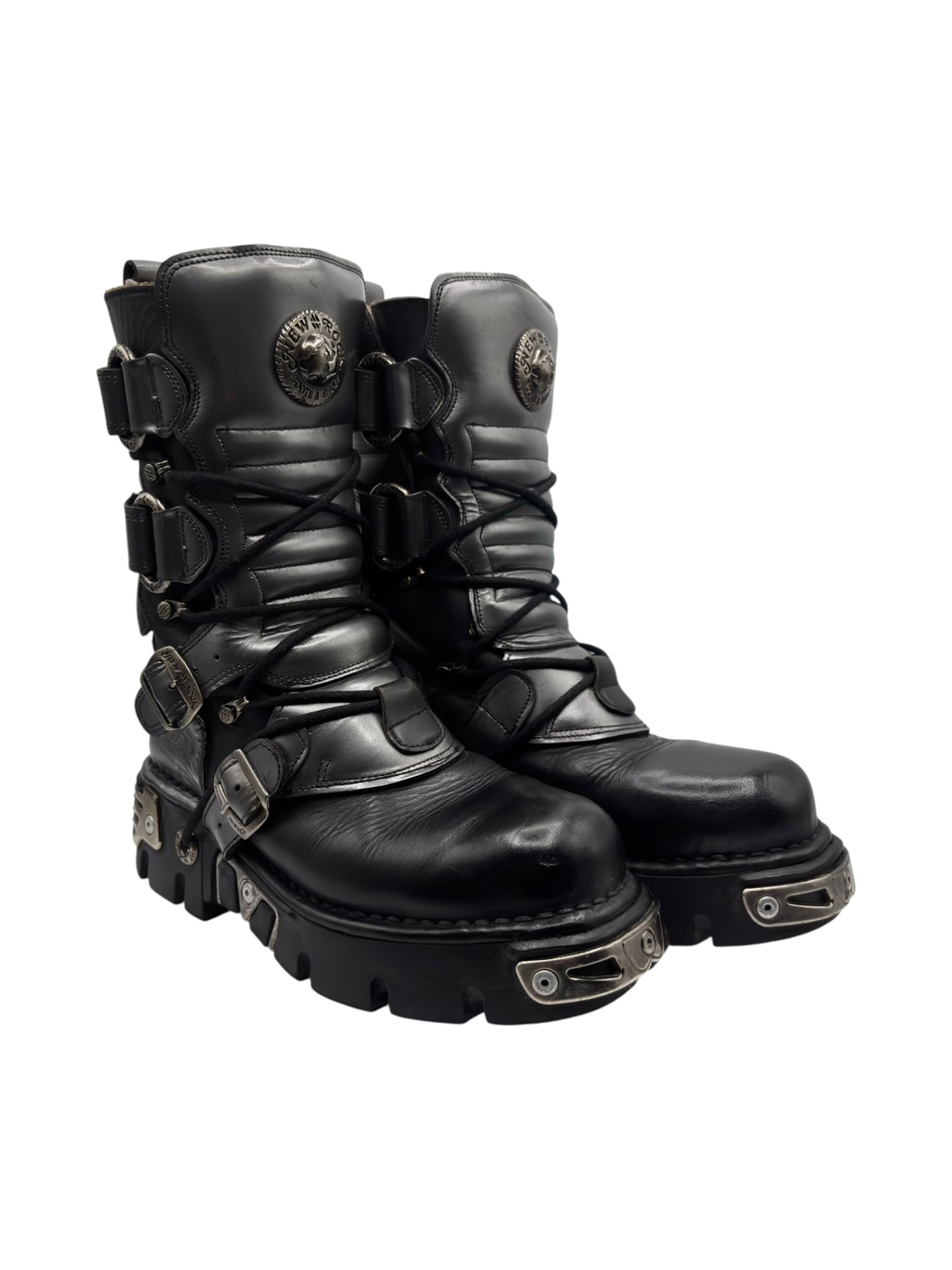 Vintage New Rock grey mid-calf reactor leather boots