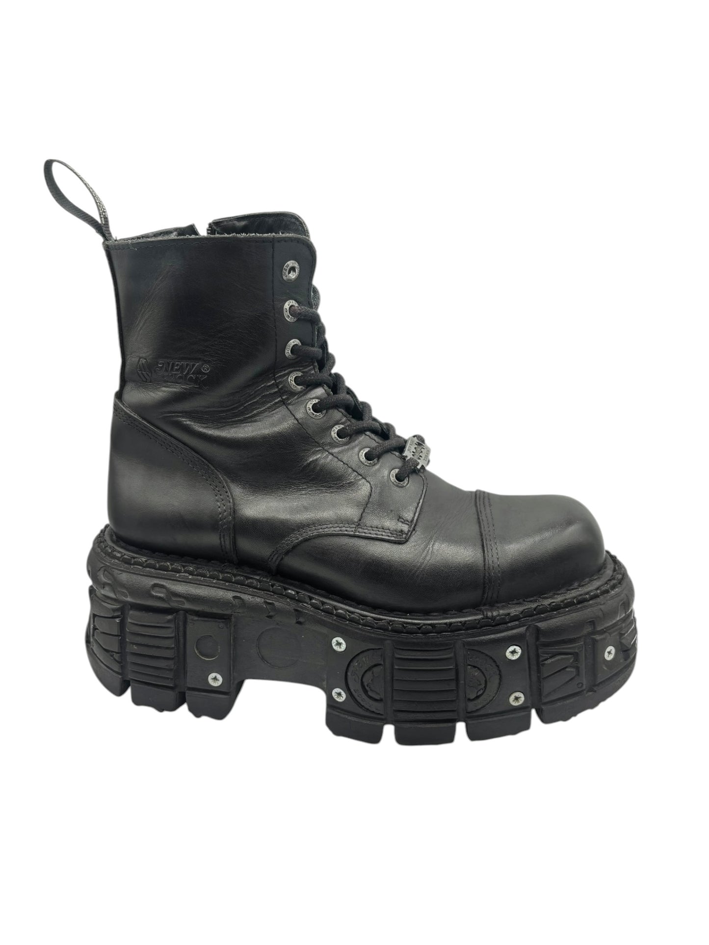 Vintage New Rock techno leather platform boots size 42