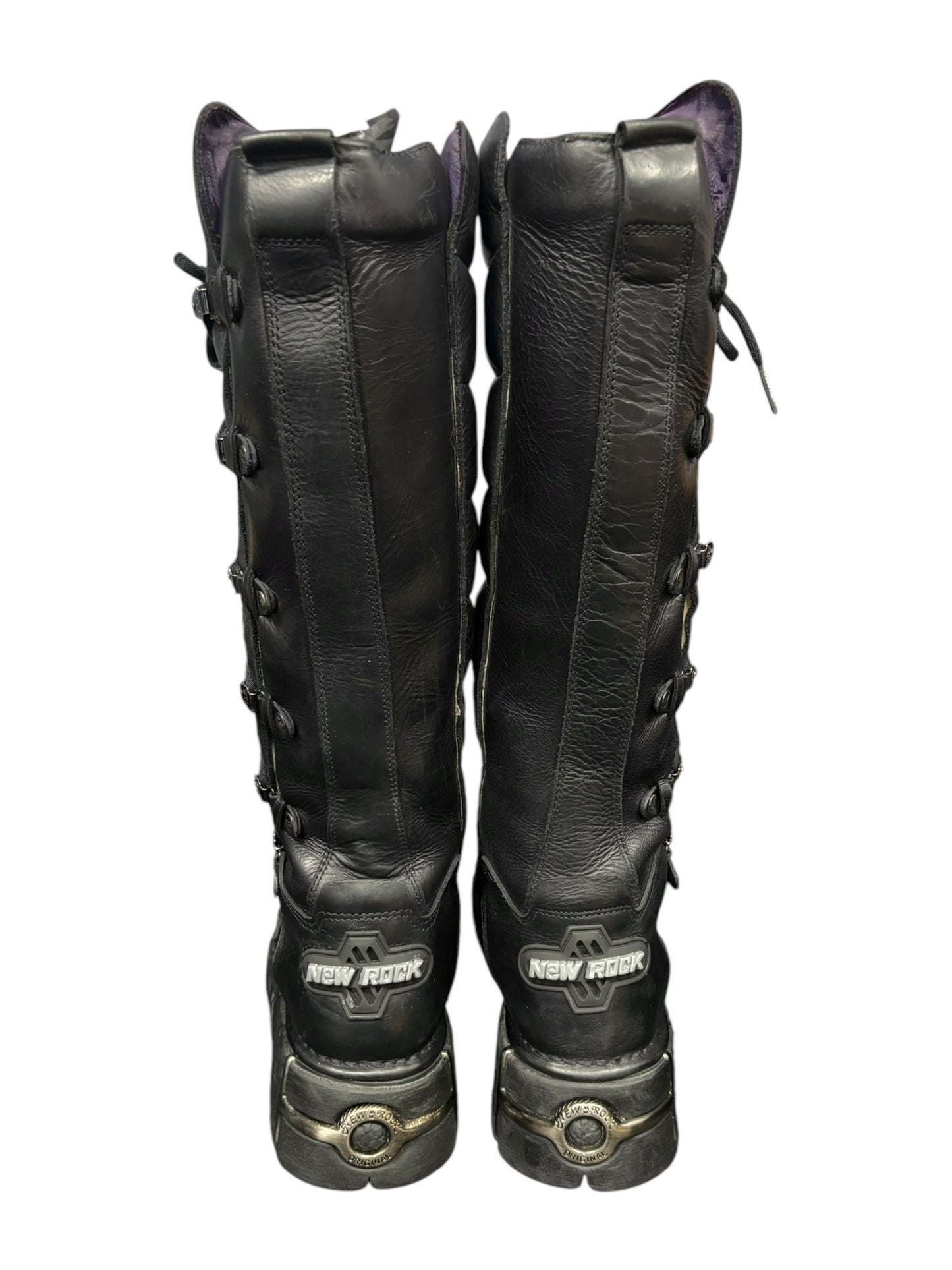 Vintage New Rock lace up leather boots size 44