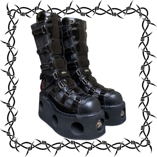 Vintage New Rock neptuno patent leather boots size 43