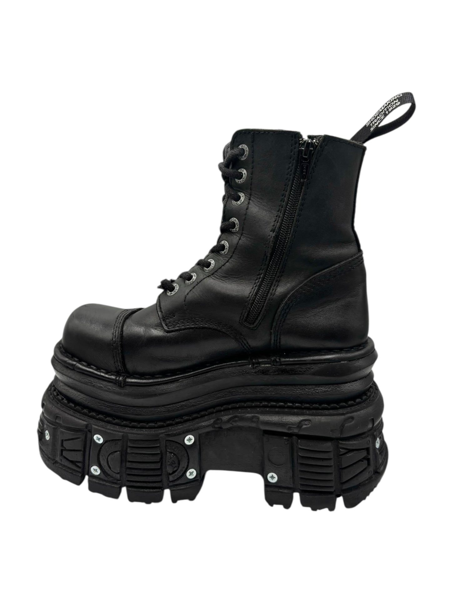 Vintage New Rock mega platform techno leather boots size 36