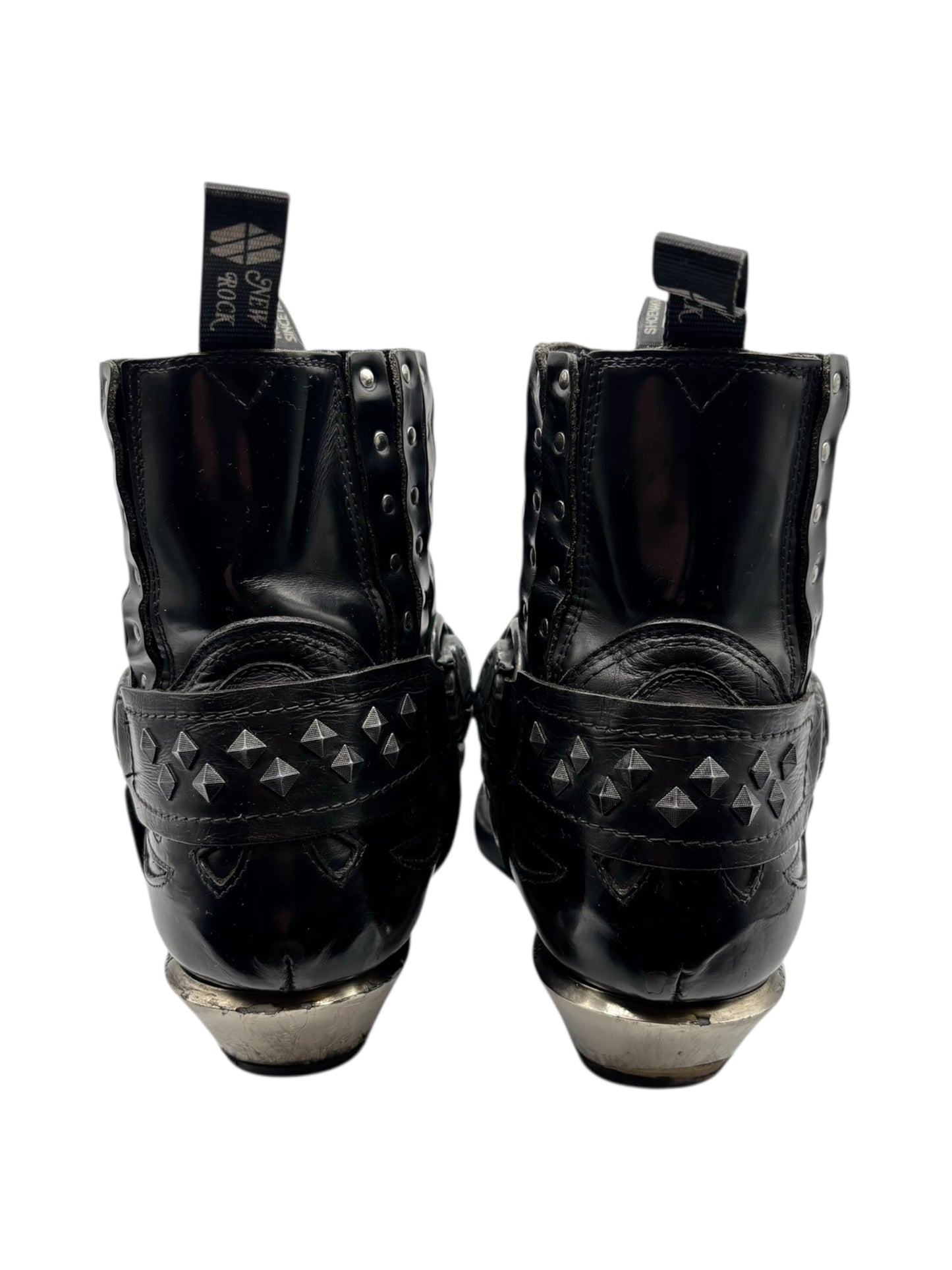 Vintage New Rock black leather cowboy boots size 45