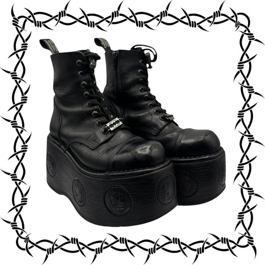New Rock neptuno mili lace-up leather platform boots size 38
