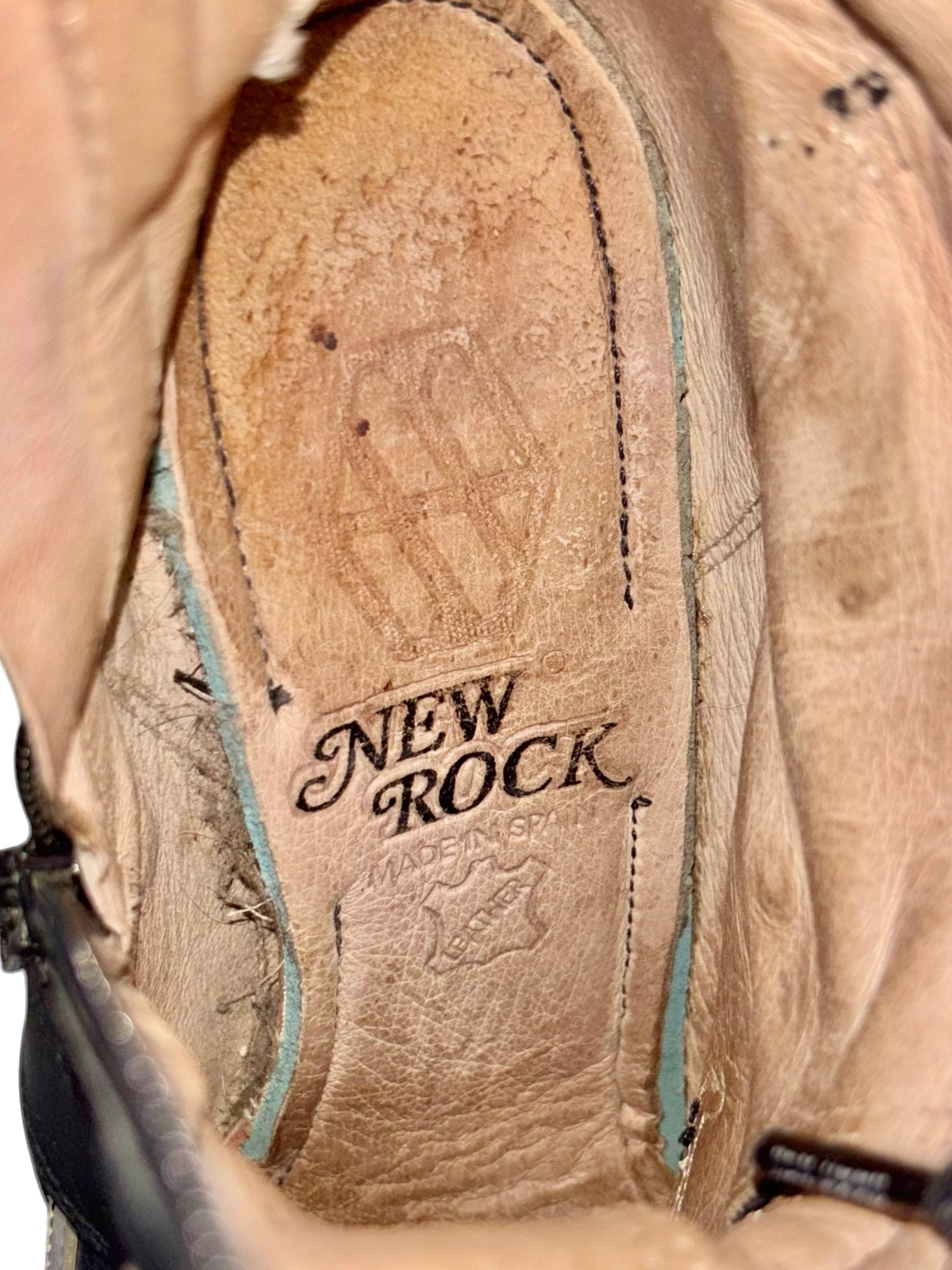 Vintage New Rock white flame pointy biker heels size 36