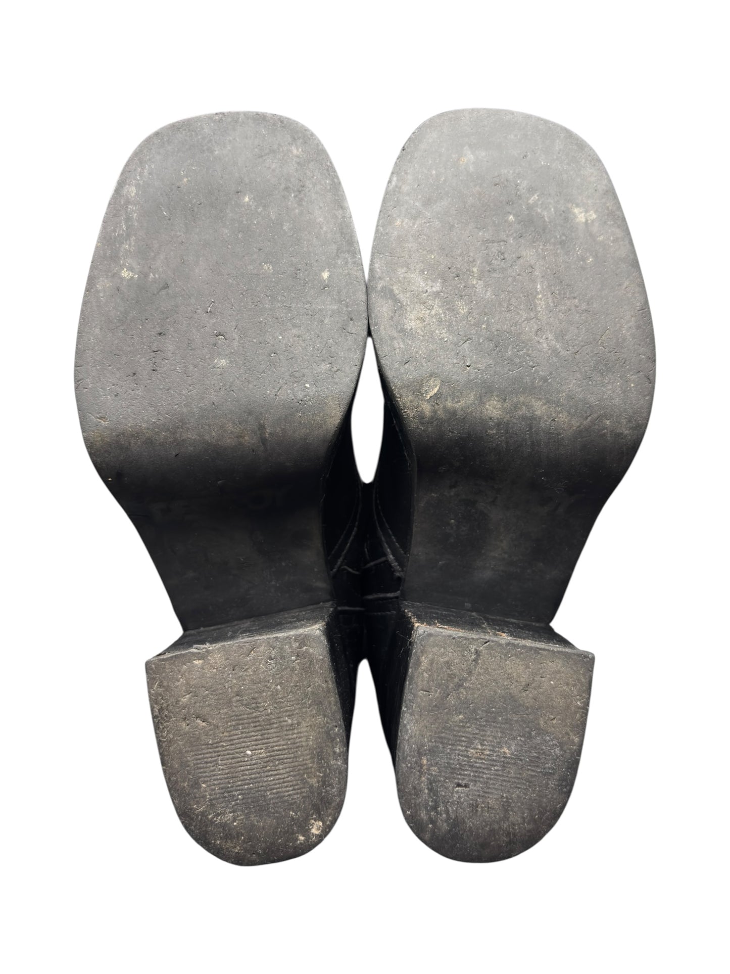 Vintage Destroy knee high block platform leather boots size 38