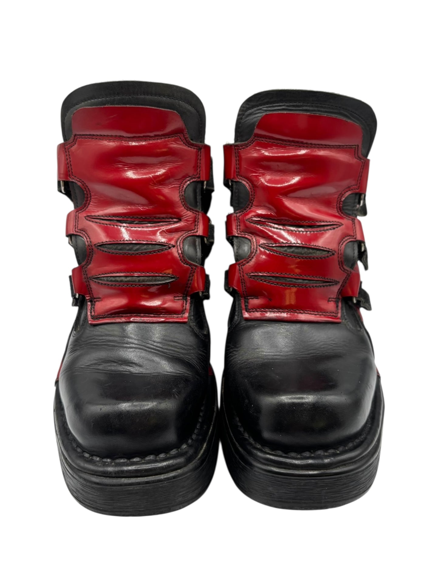 Vintage New Rock black and red leather heels size 37