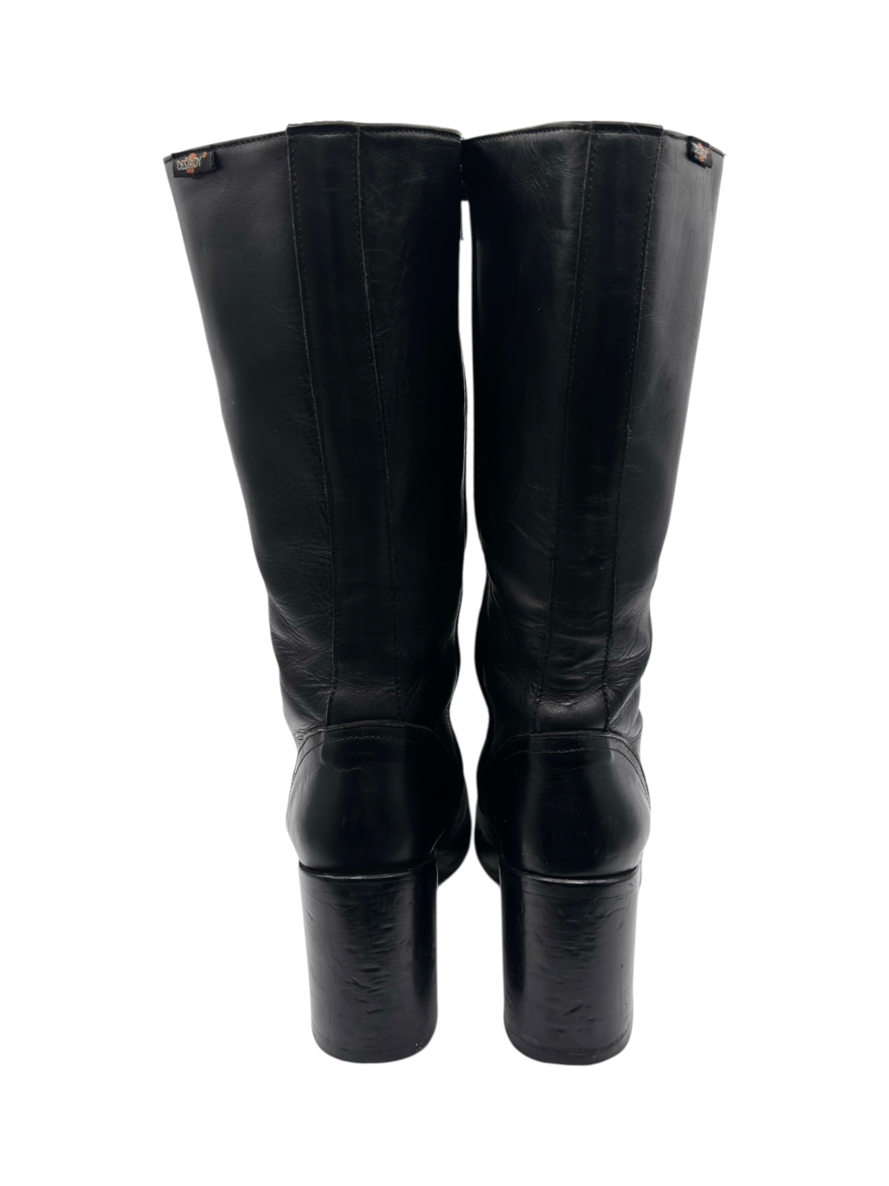 Vintage Destroy knee high block platform leather boots size 38