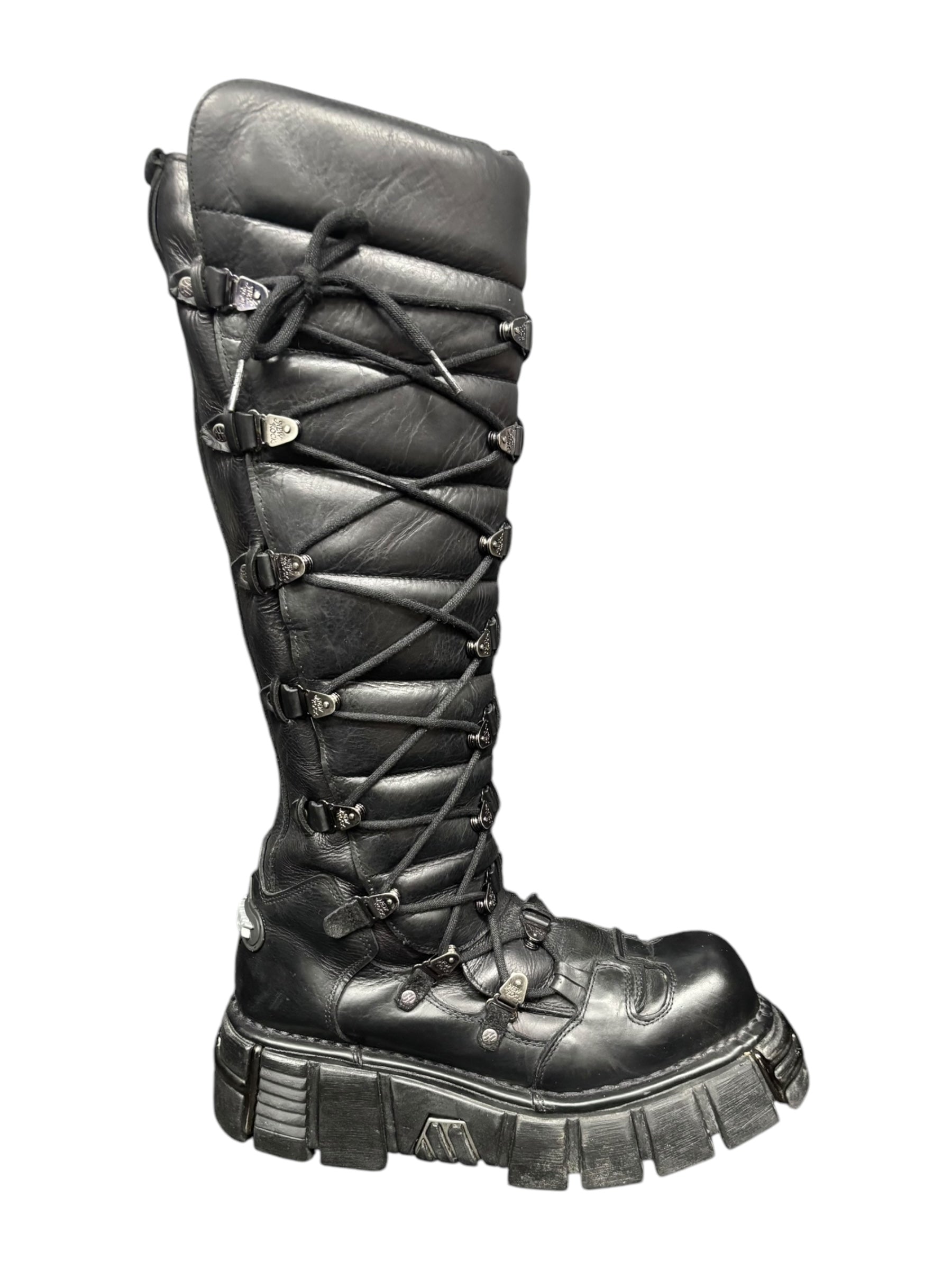 Vintage New Rock lace up leather boots size 44
