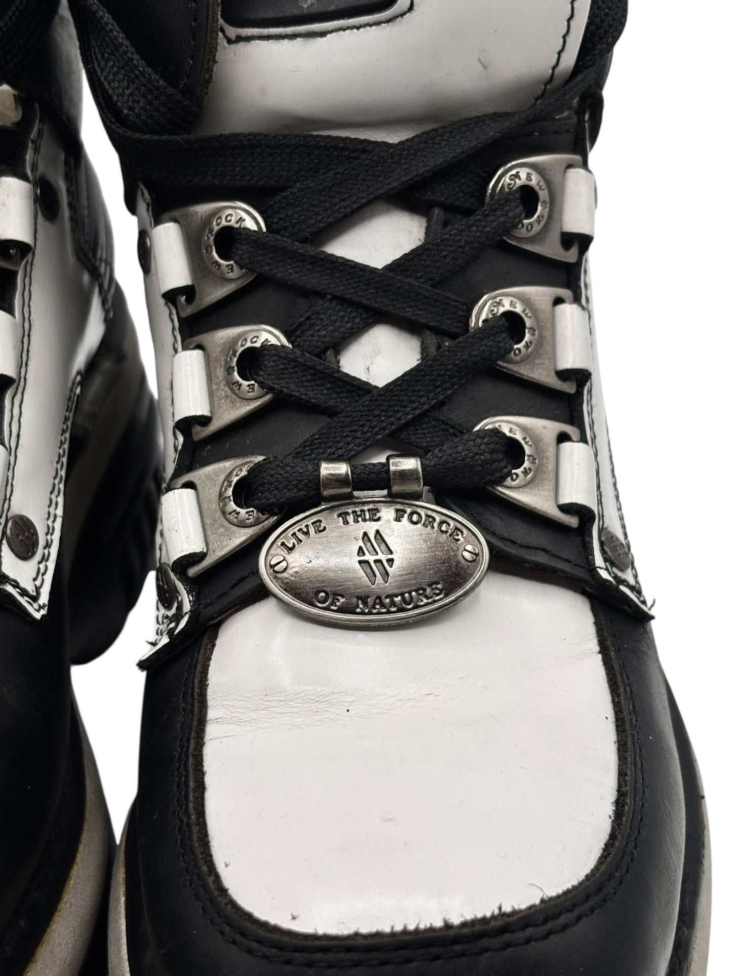 Vintage New Rock black and white leather platform boots