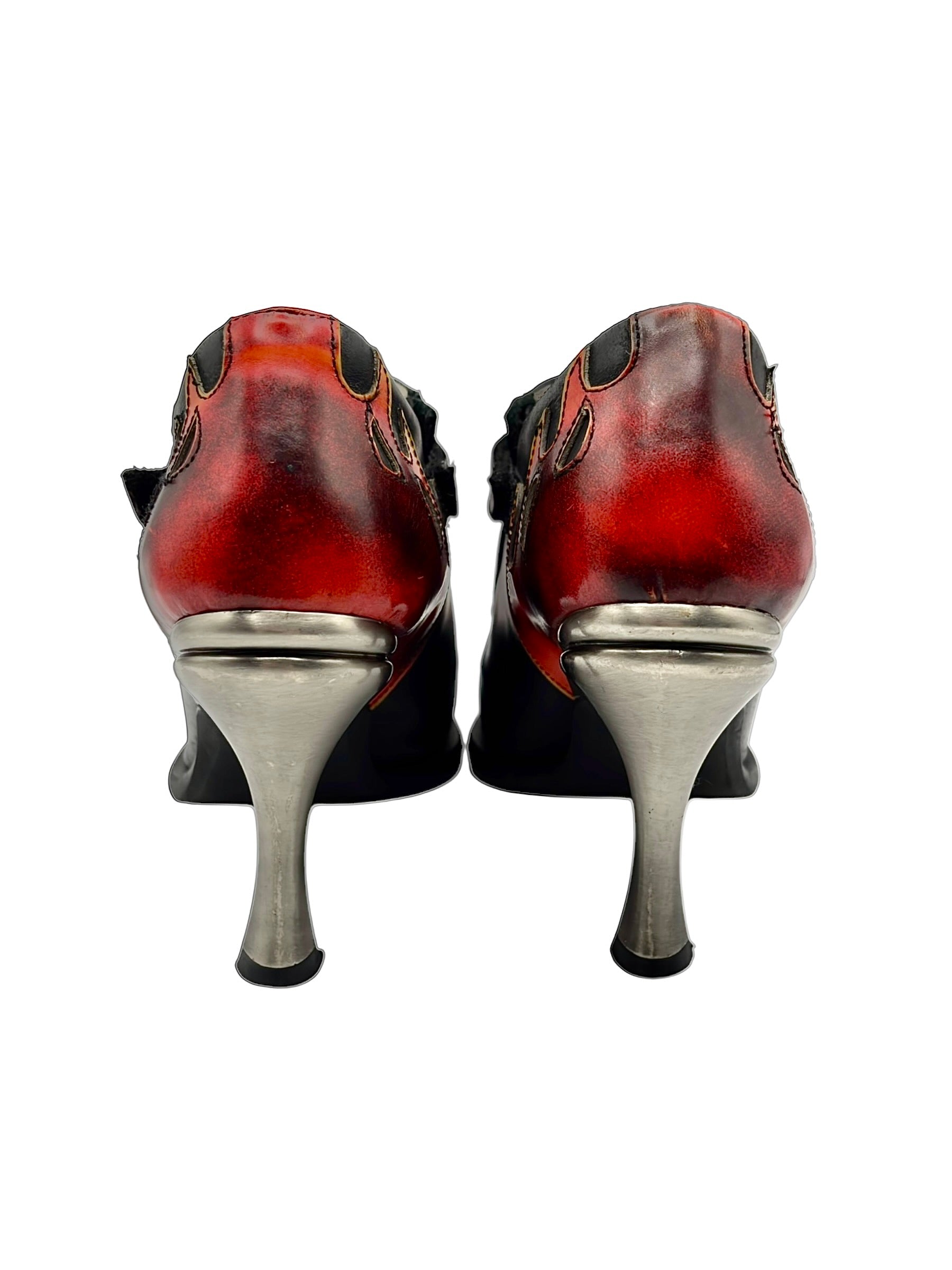 Vintage New Rock leather flame heels size 37