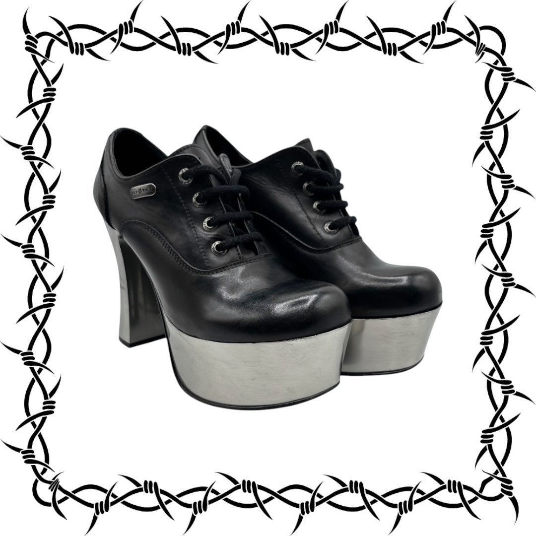 Vintage New Rock leather platform heels size 40