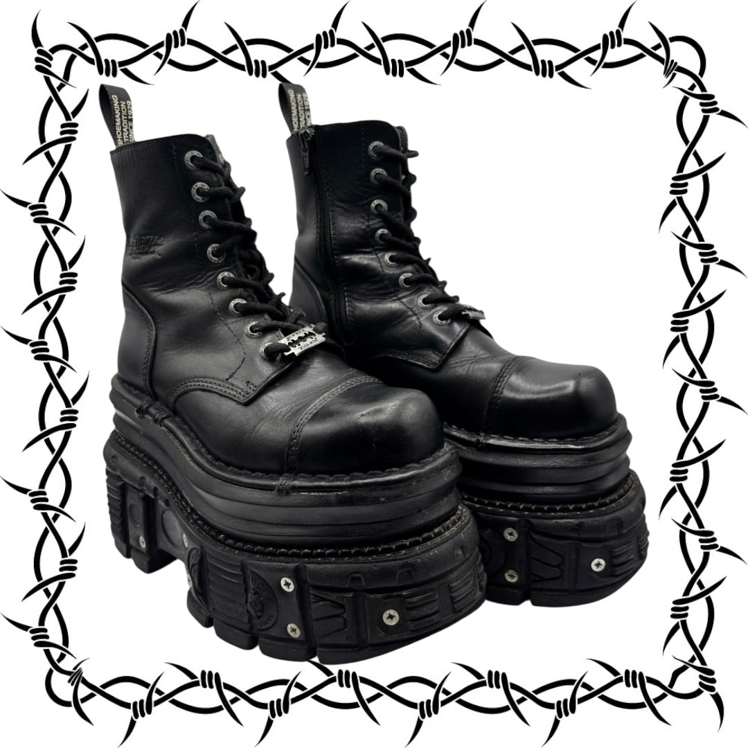 New Rock mega platform techno leather boots size 37