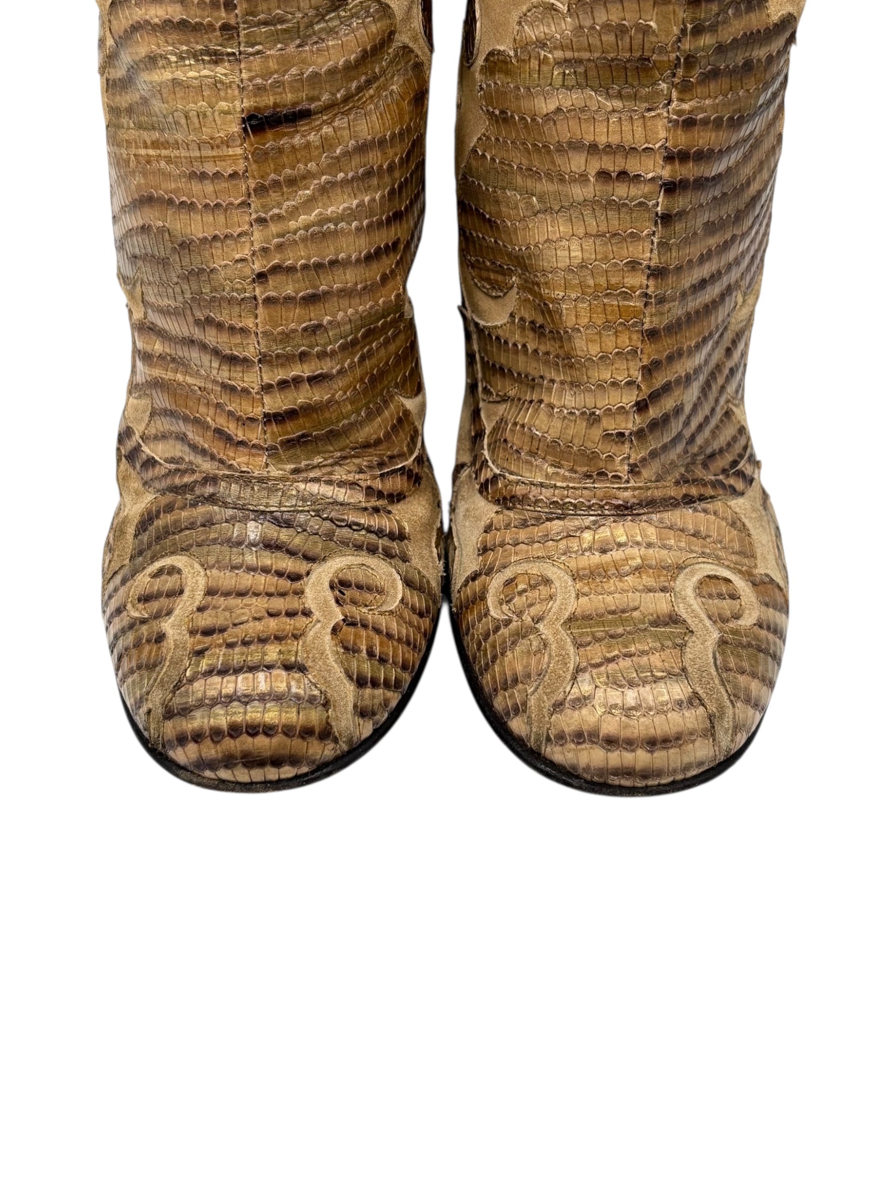 Beautiful vintage El Dantes golden brown fur leather boots size 40