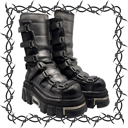 Vintage New Rock knee high terminator sole platform boots