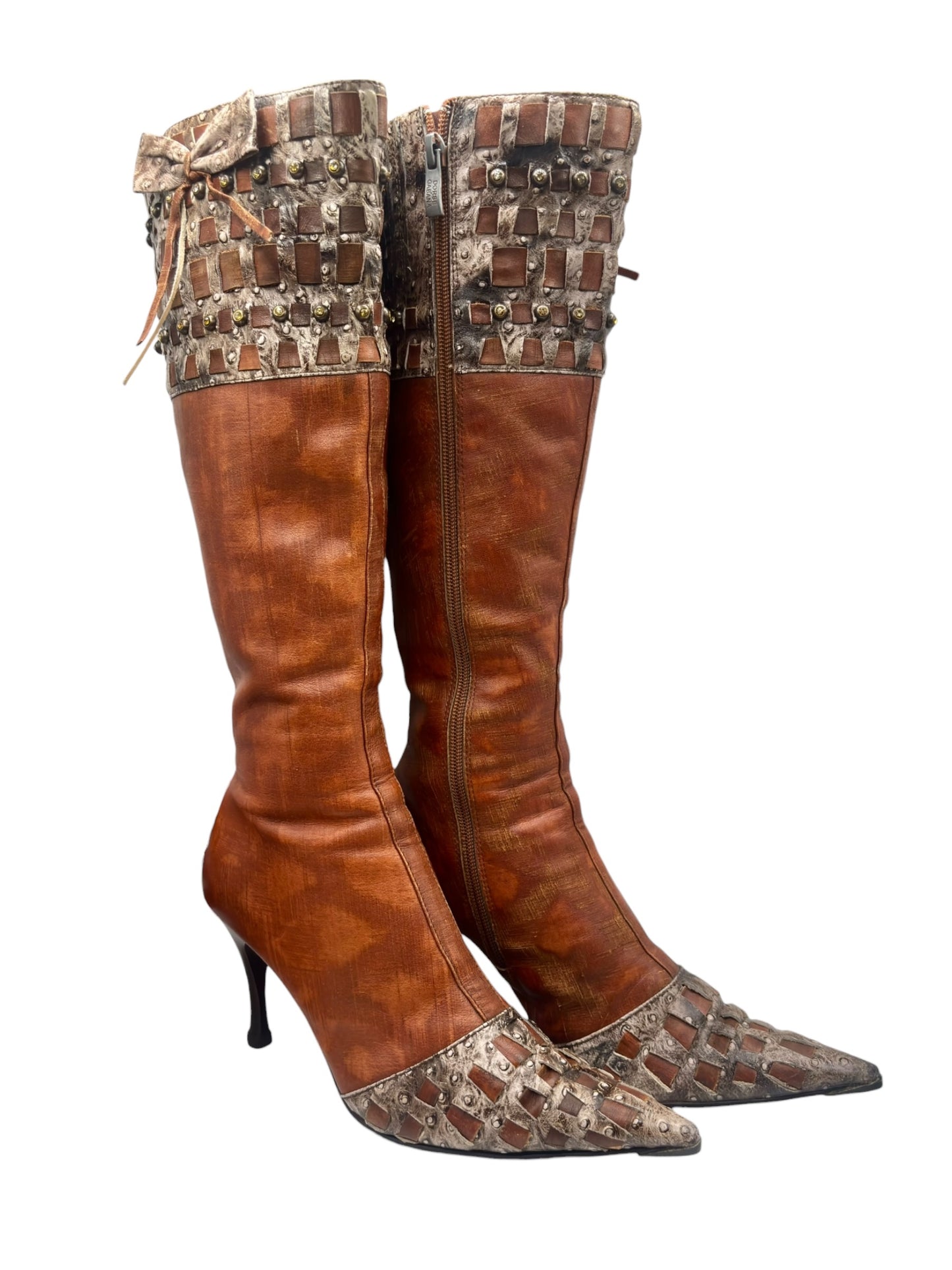 Knee high brown leather boots size 38