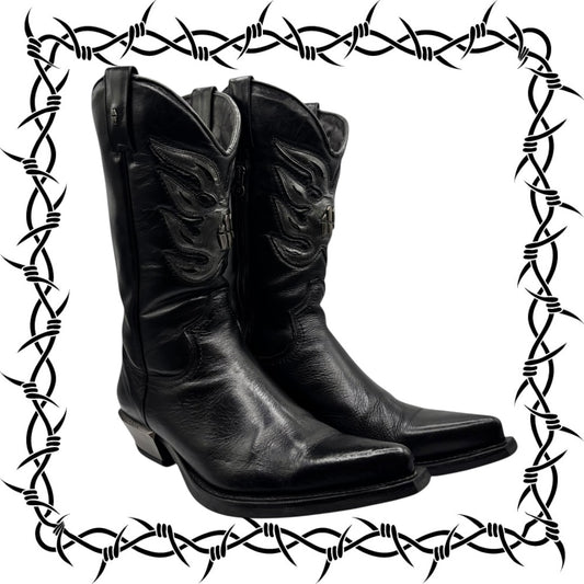 Beautiful vintage New Rock black leather cowboy boots size 44