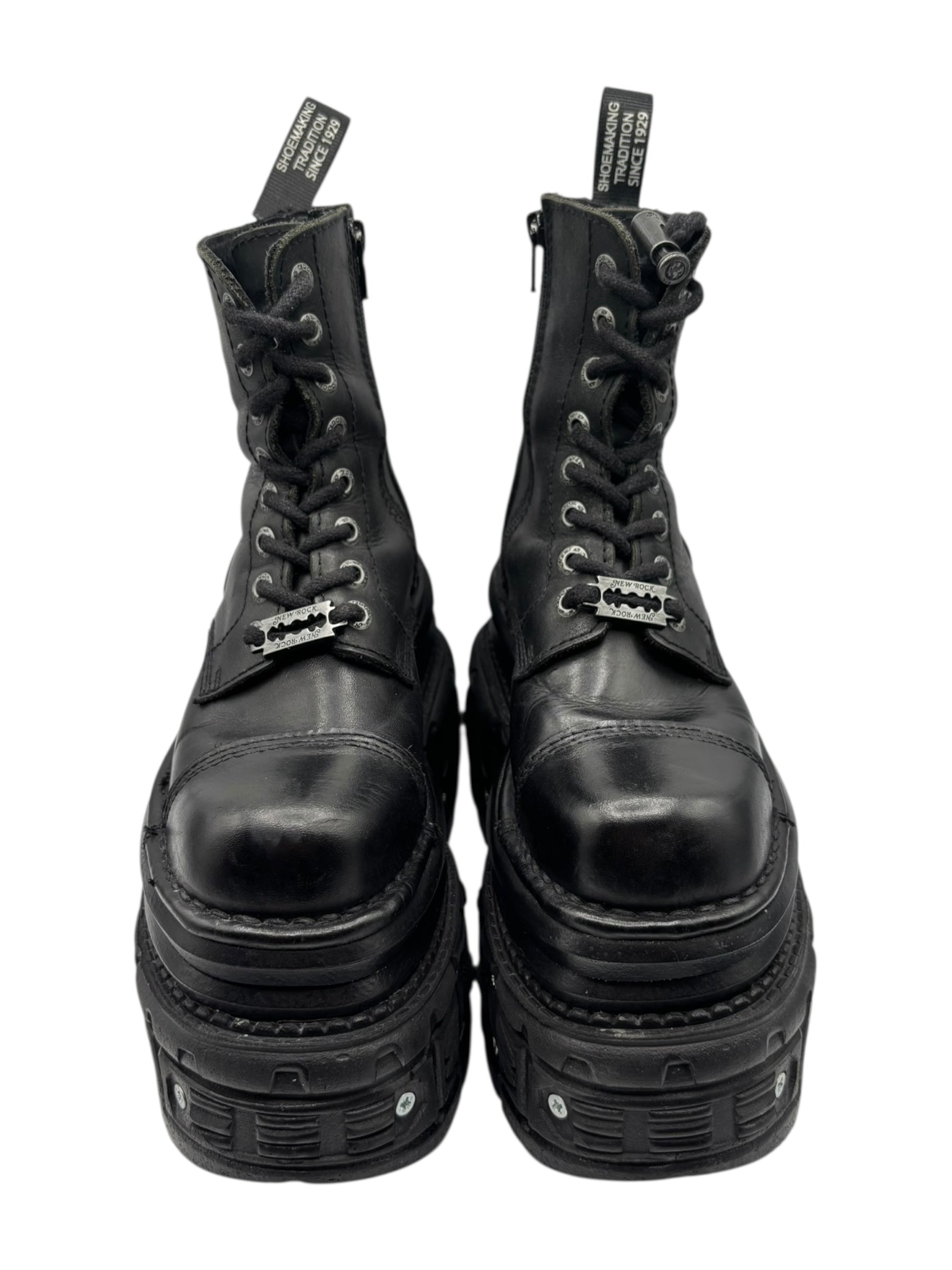 Vintage New Rock mega platform techno leather boots size 36