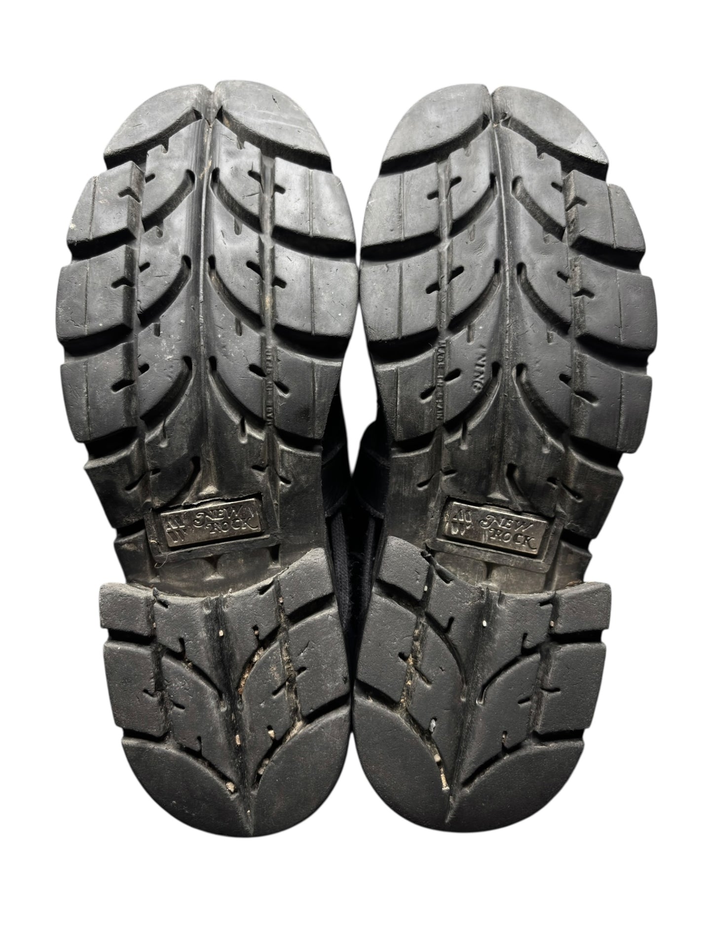 Vintage New Rock buckled raised-heel mid-calf leather boots