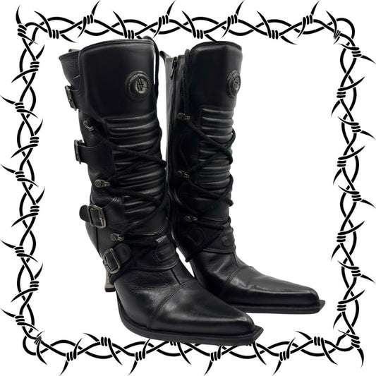Vintage New Rock biker heels size 38