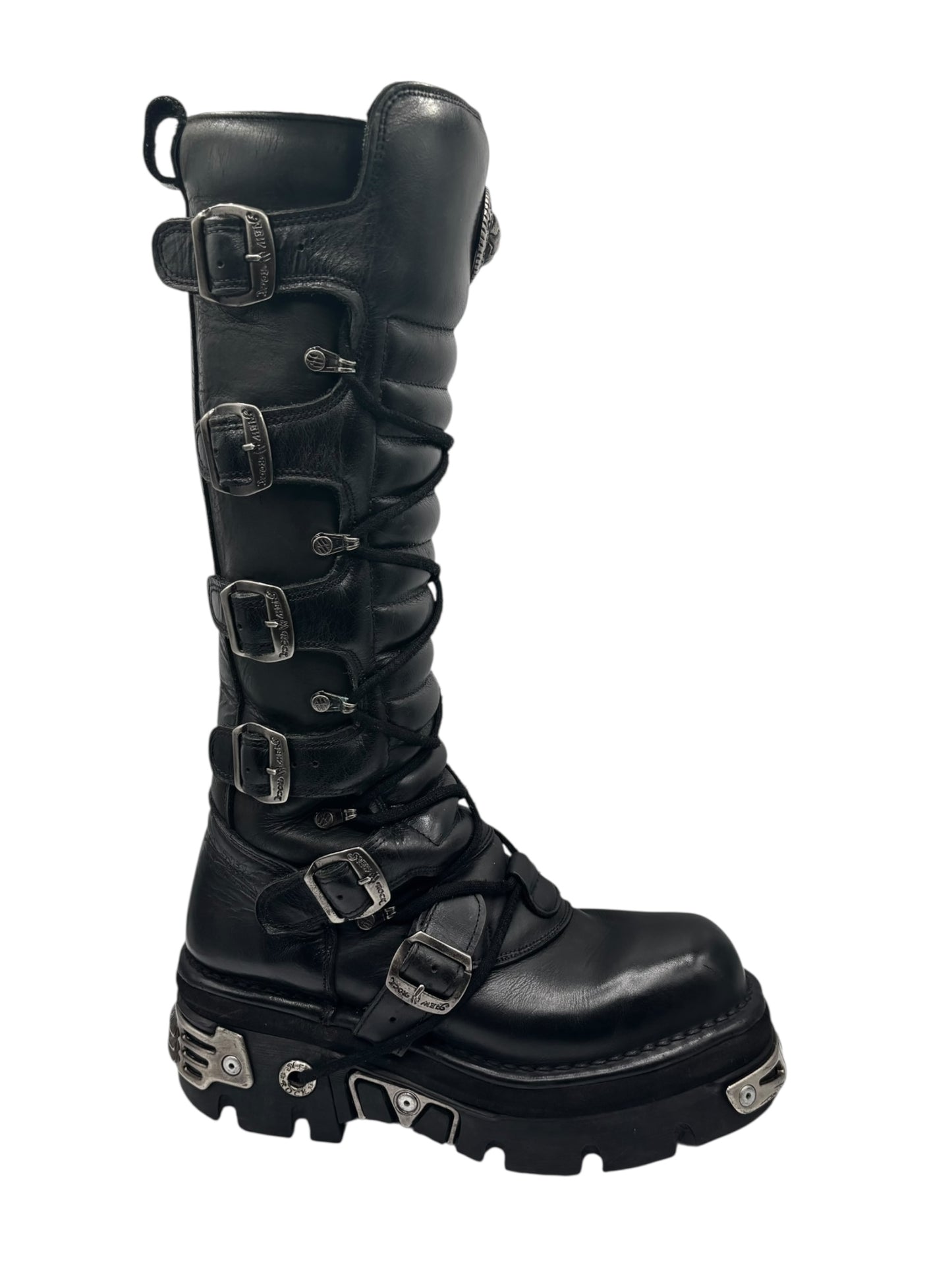 Vintage New Rock knee high reactor leather boots size 42