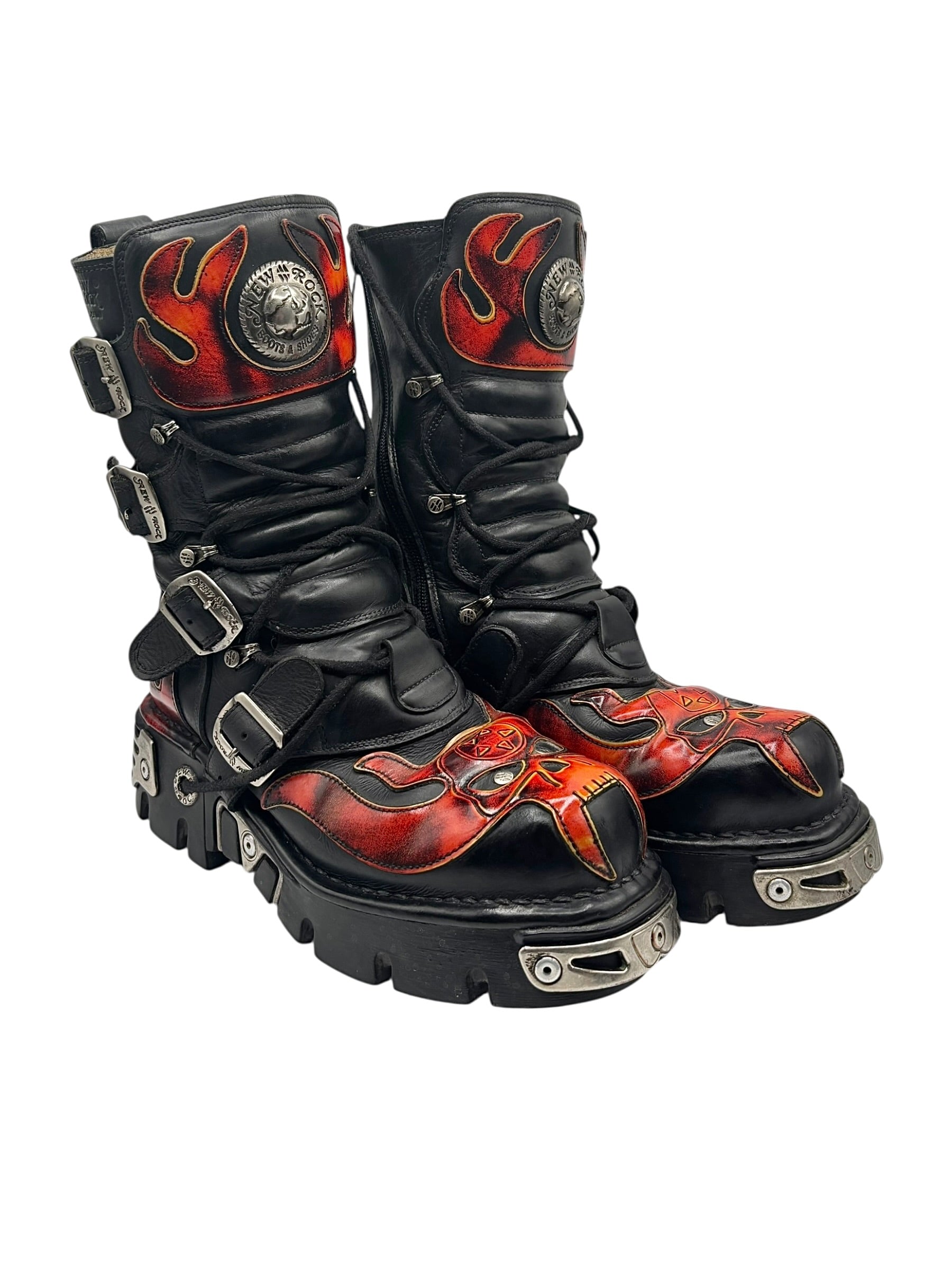 Vintage New Rock reactor flame boots size 38