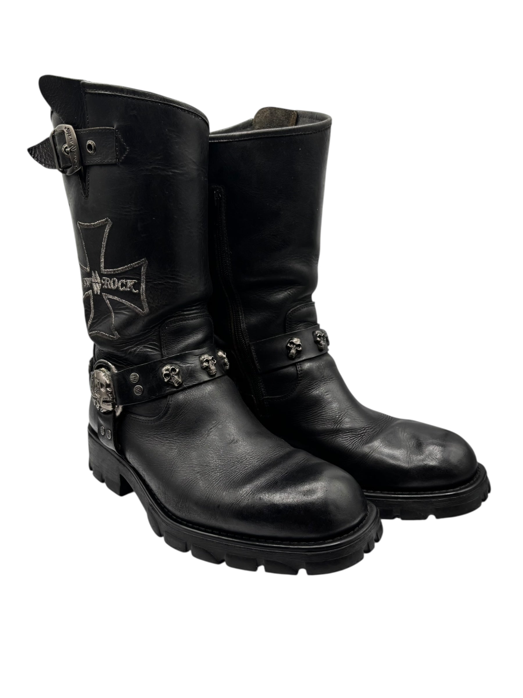 Vintage New Rock leather biker boots size 44