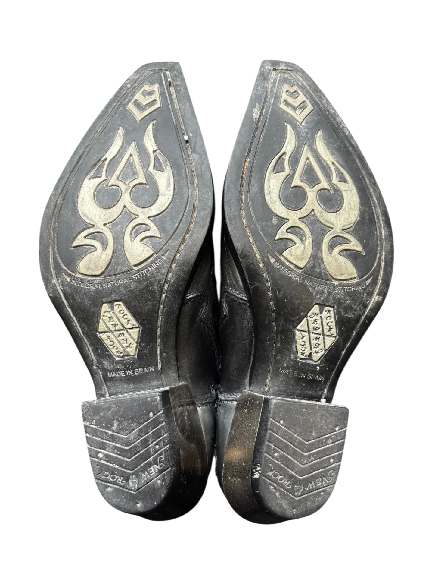 Beautiful vintage New Rock grey flame leather cowboy boots size 41