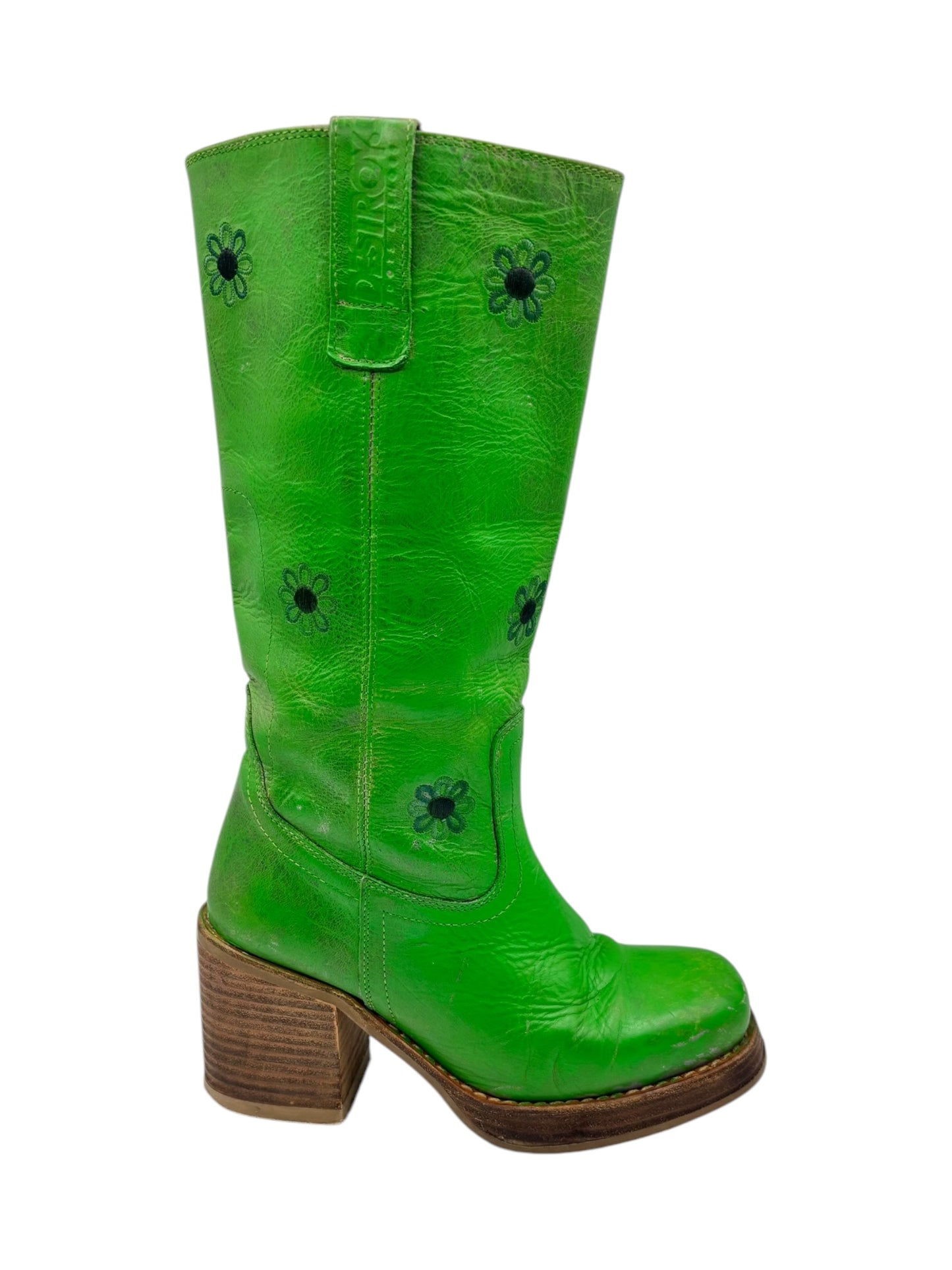Vintage Destroy green leather boots size 37