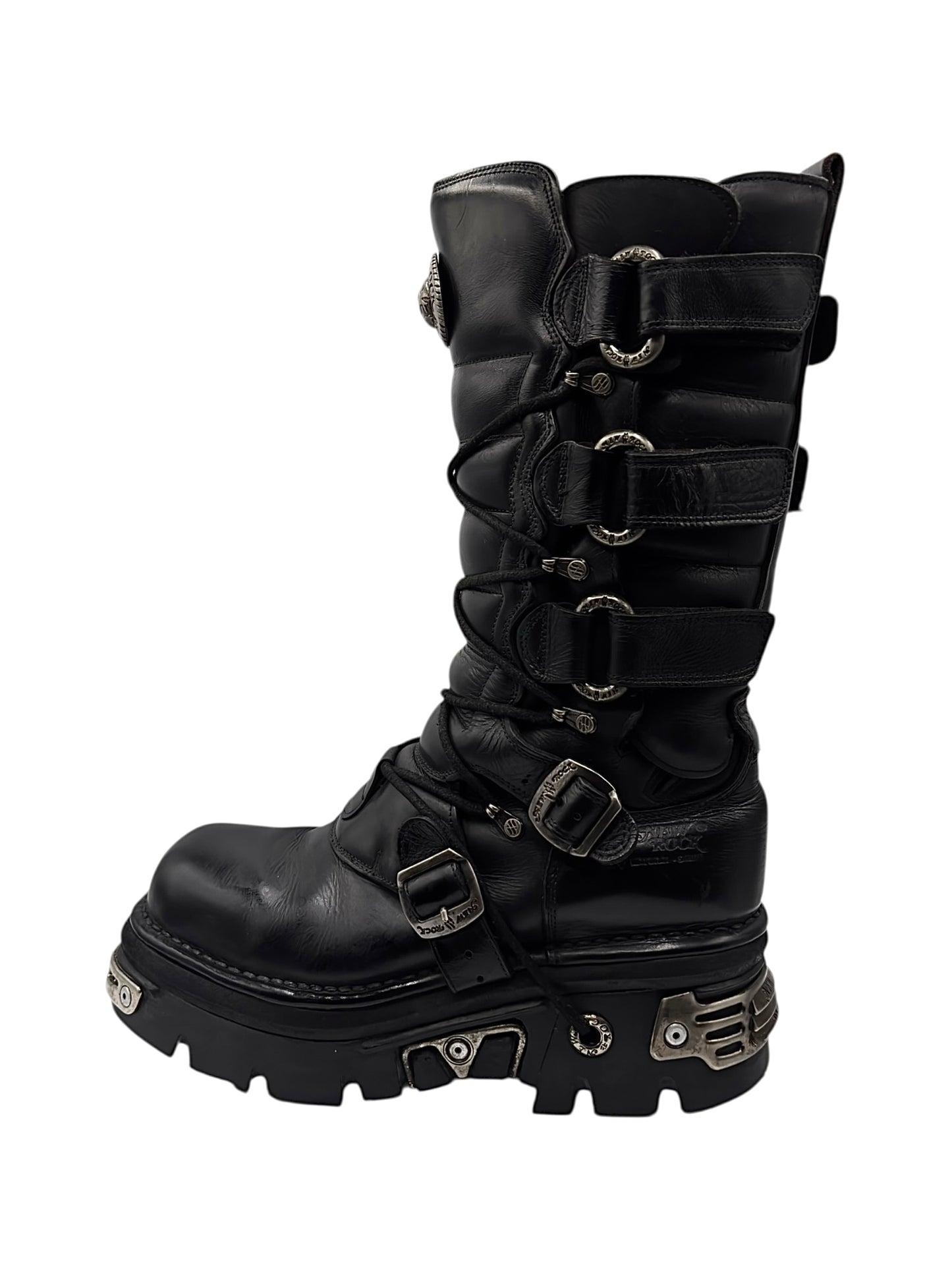 Vintage New Rock knee high reactor leather boots size 44