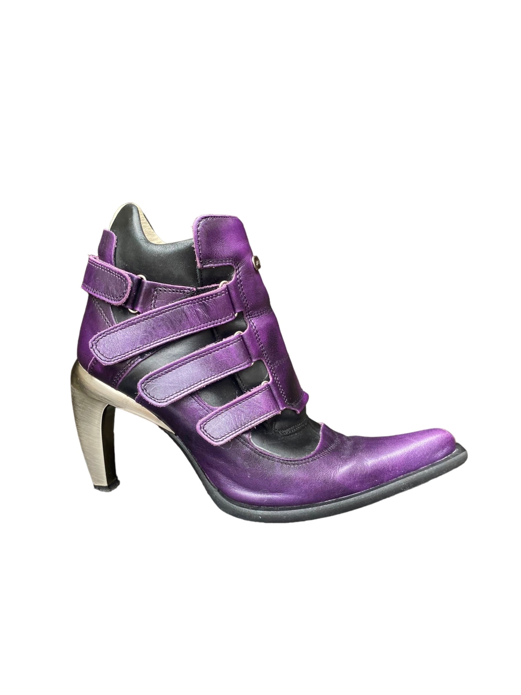 Rare vintage New Rock leather purple heels size 37