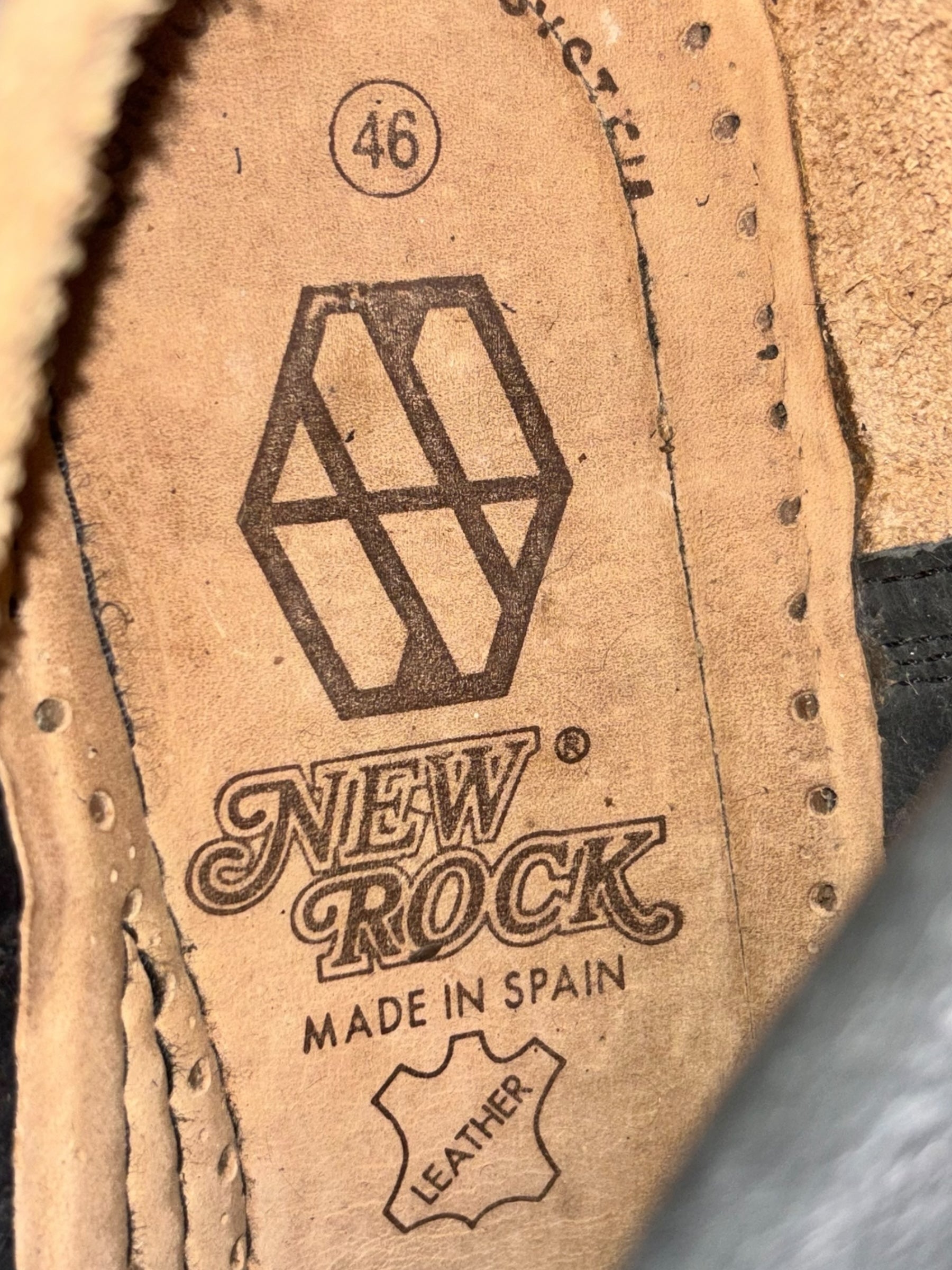 Vintage New Rock knee high leather cross boots size 46