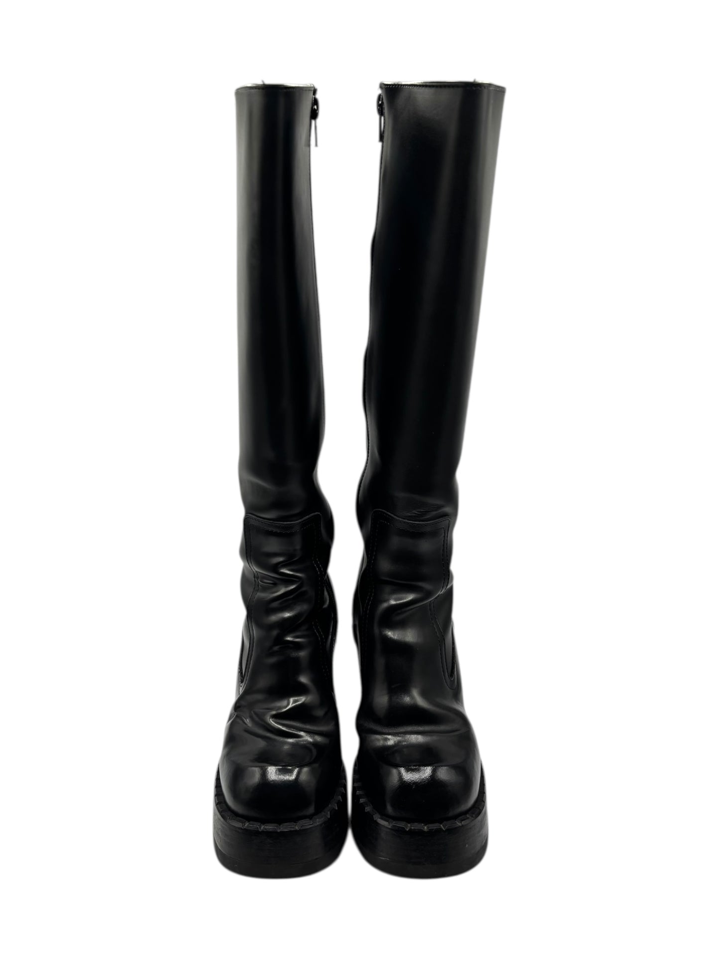 Vintage Destroy block platform knee high boots size 38