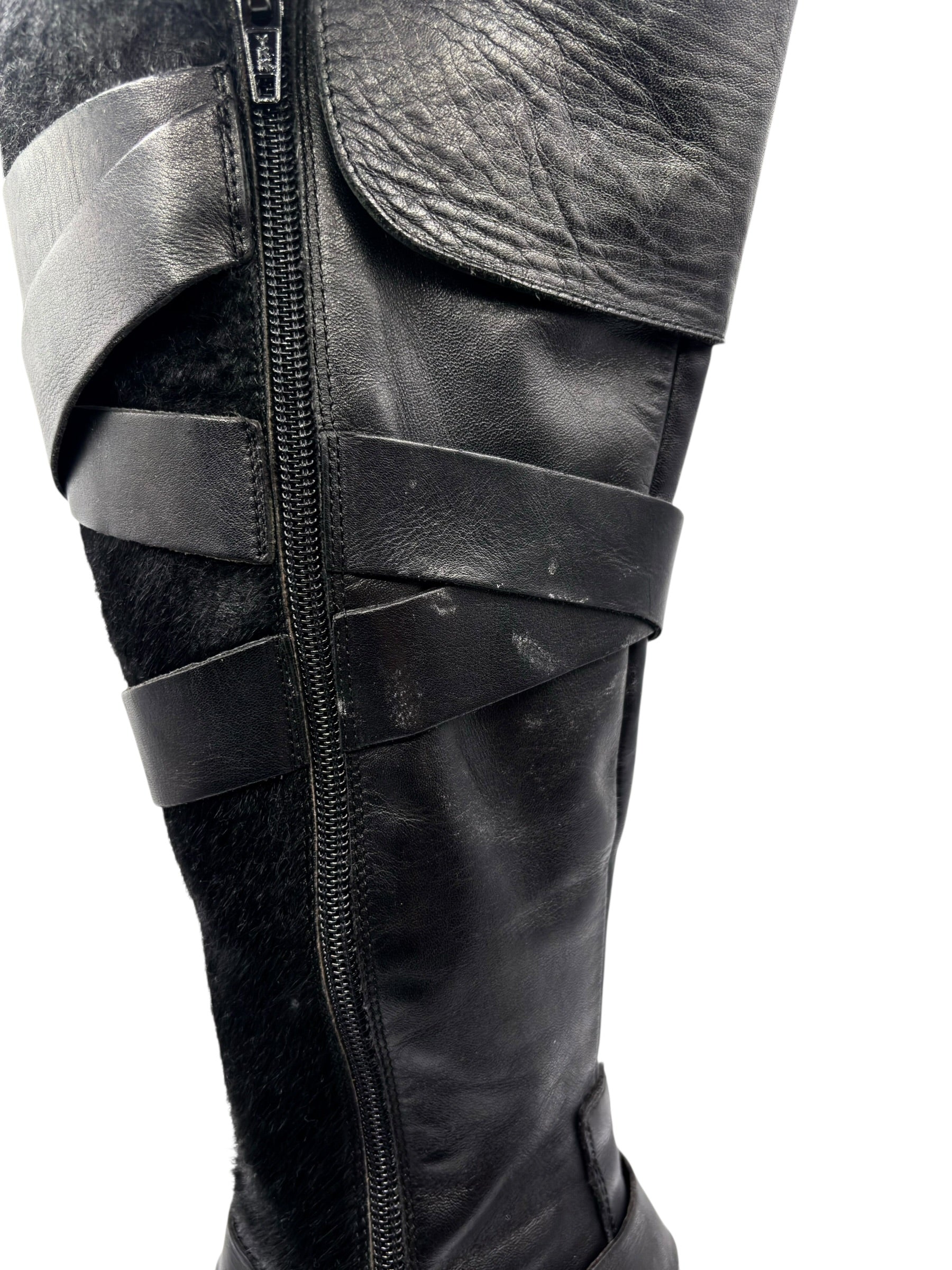 Beautiful vintage El Dantes black leather pointy boots size 39