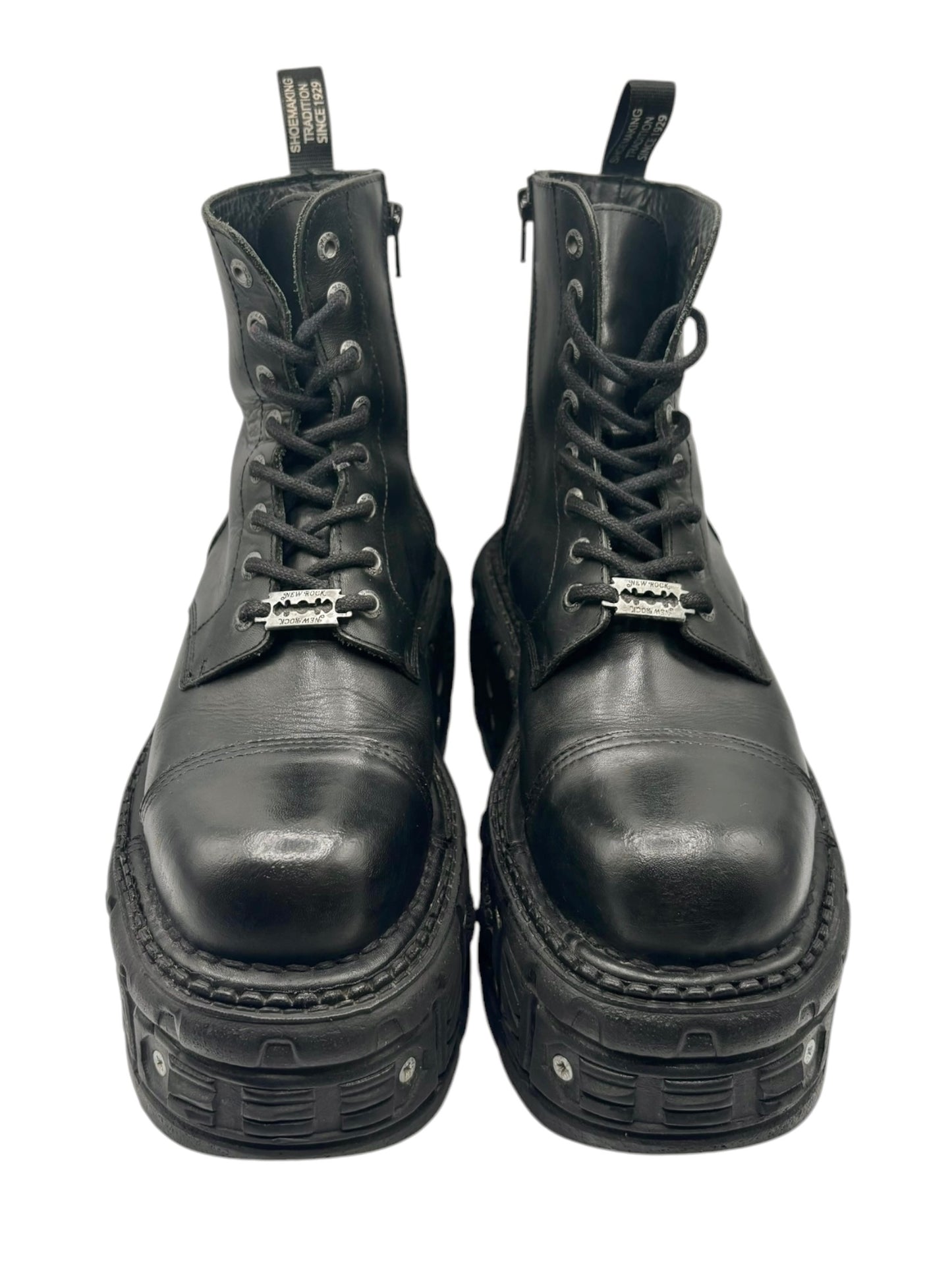 Vintage New Rock techno leather platform boots size 42