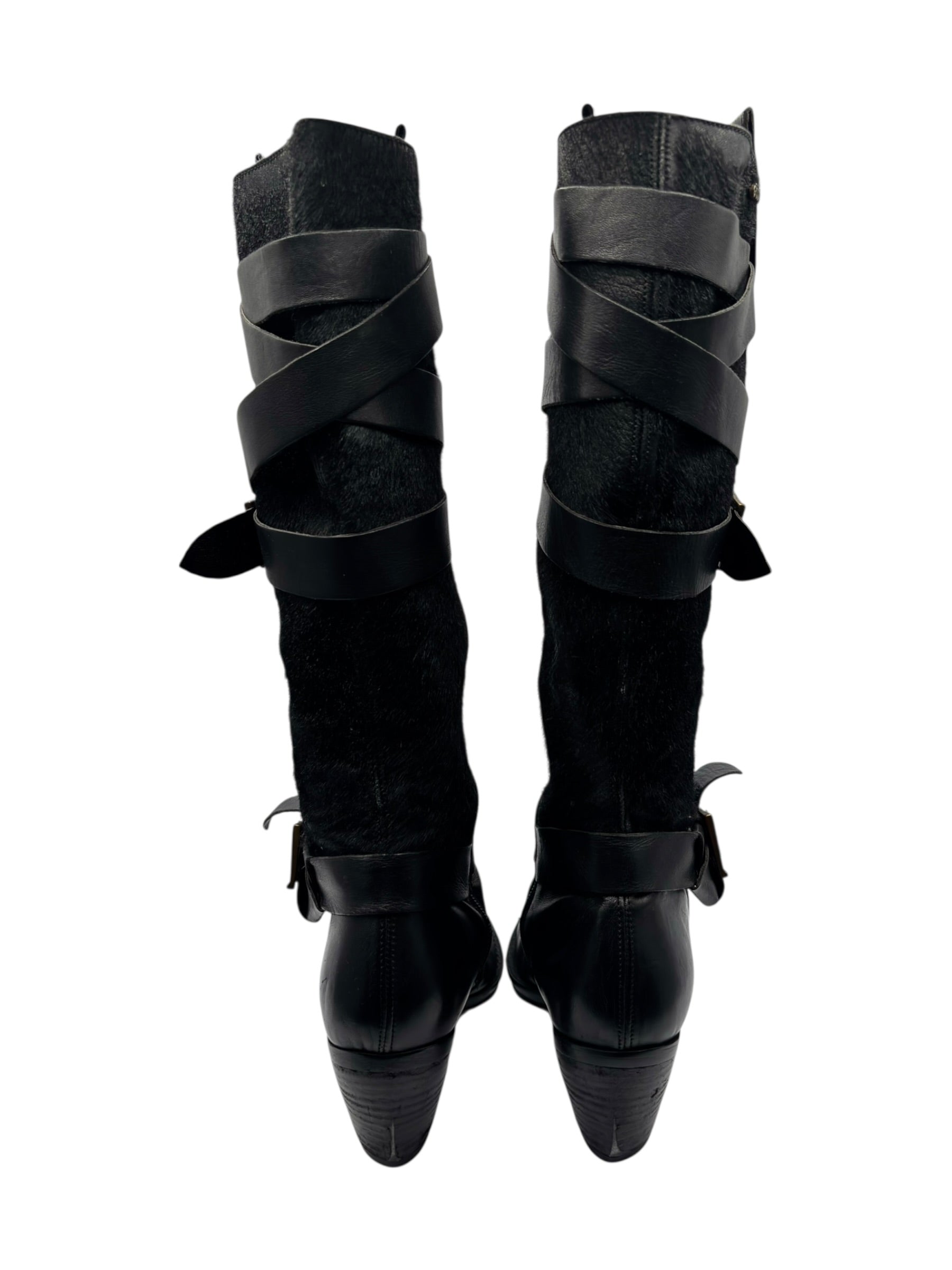 Beautiful vintage El Dantes black leather pointy boots size 39